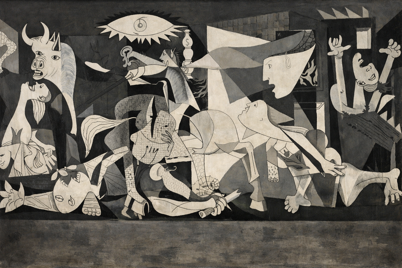 Guernica (1937) is a massive, black-and-white oil mural by Pablo Picasso, painted as a visceral, anti-war response to the Nazi bombing of the Spanish town of Guernica during the Spanish Civil War.