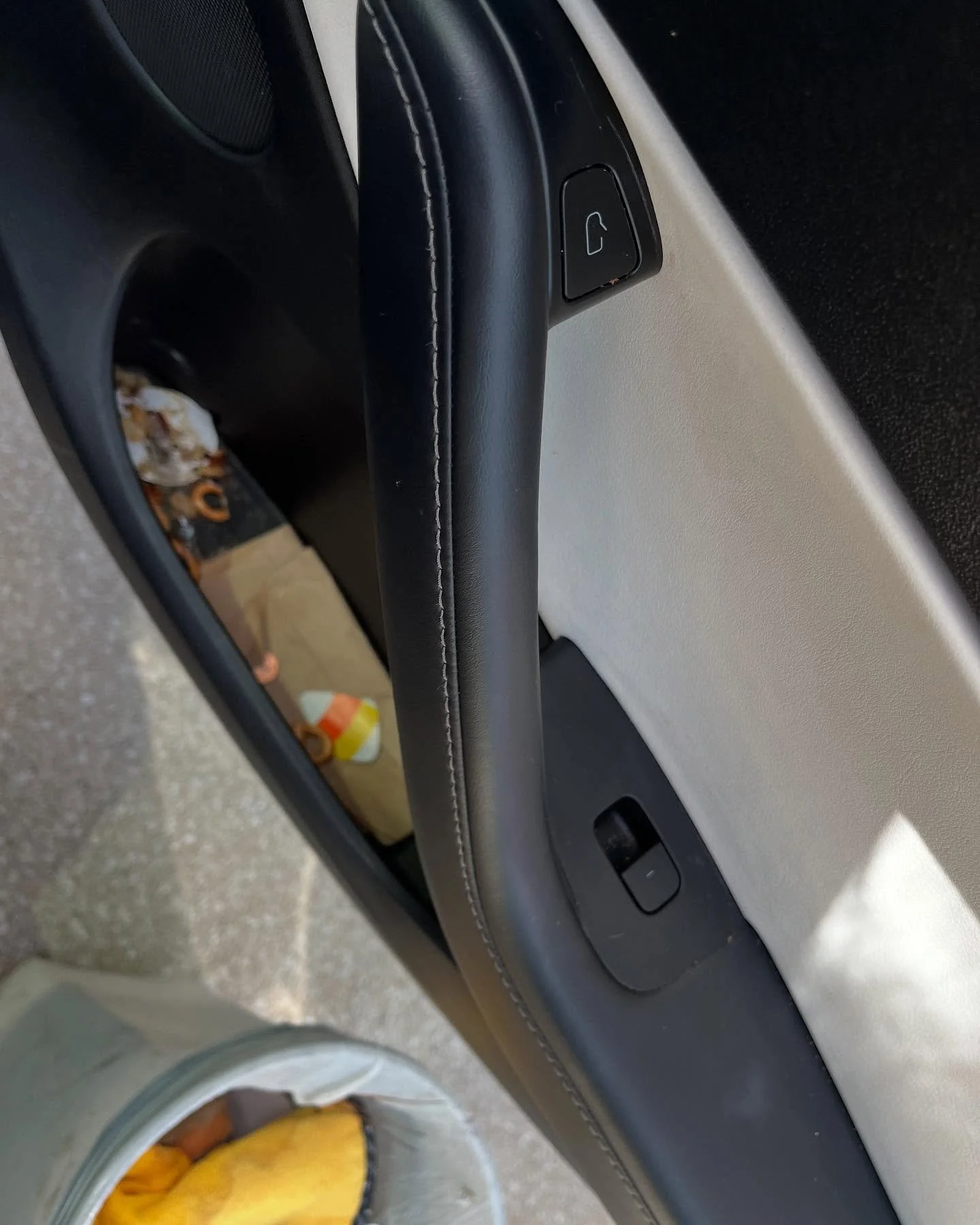 Interior detail on a tesla model 3