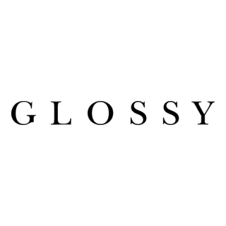 Close-up of a glossy black logo with the word 'GLOSSY' in capital letters.