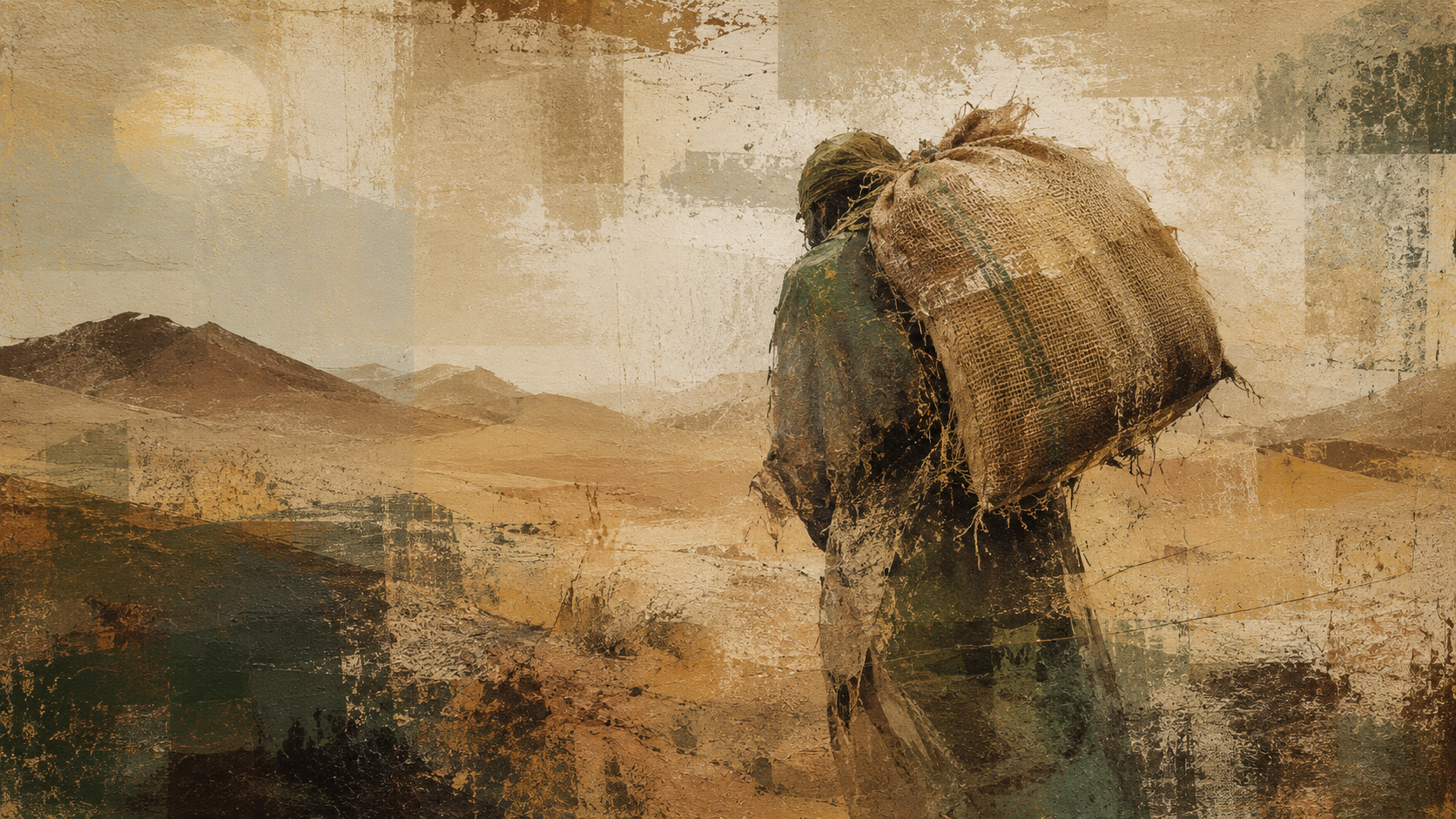 Carrying a Heavy Sack Across the Desert