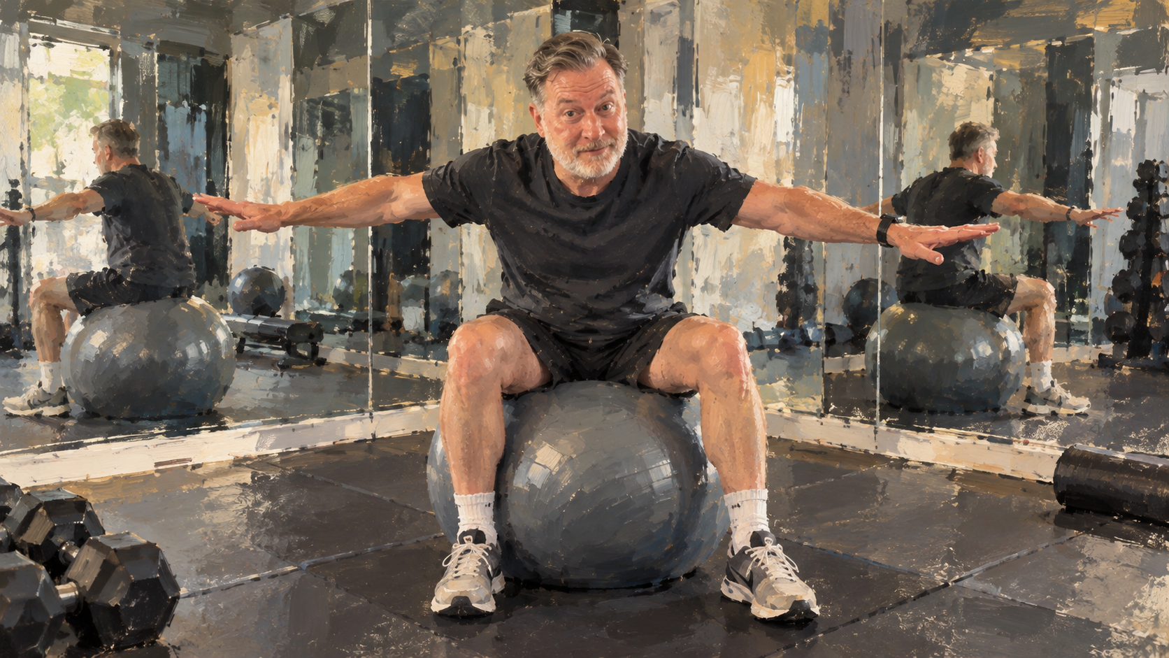 Balancing On An Exercise Ball