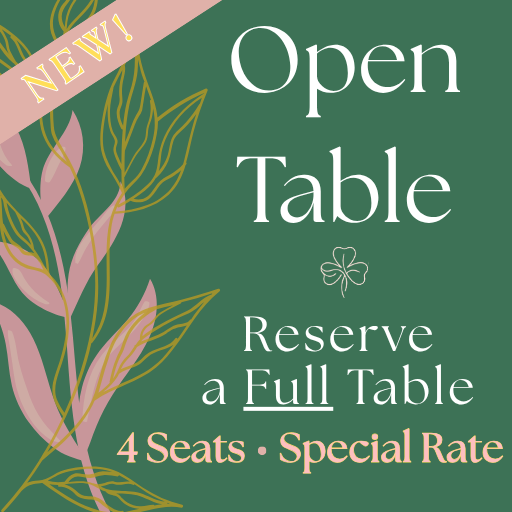 Graphic Design Image Introducing Open Play Mahjong for a Table of Four