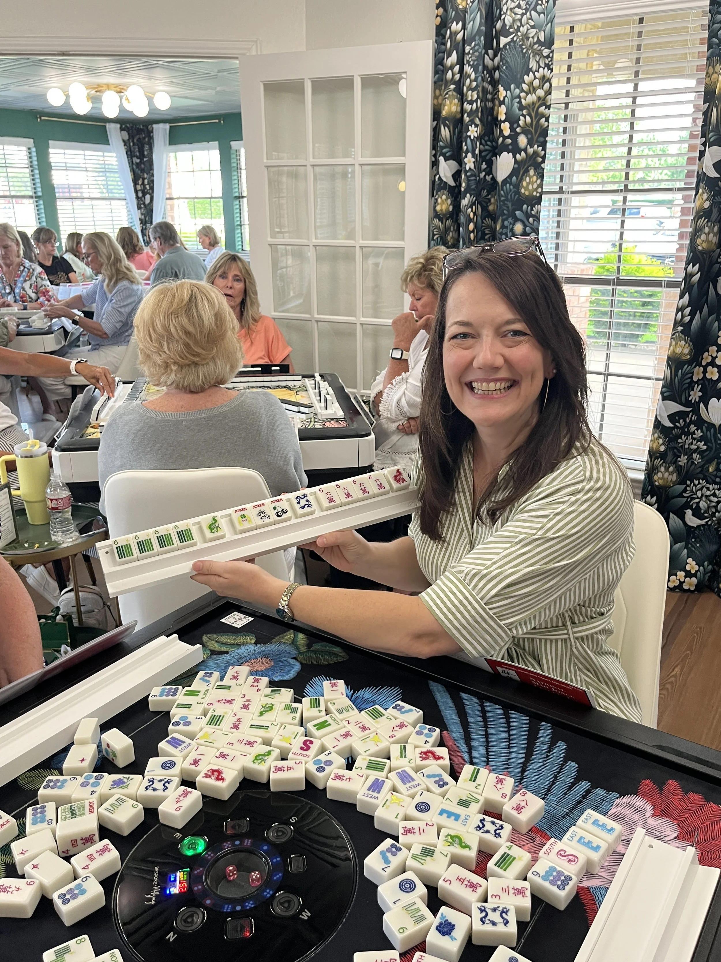 Woman playing mahjong