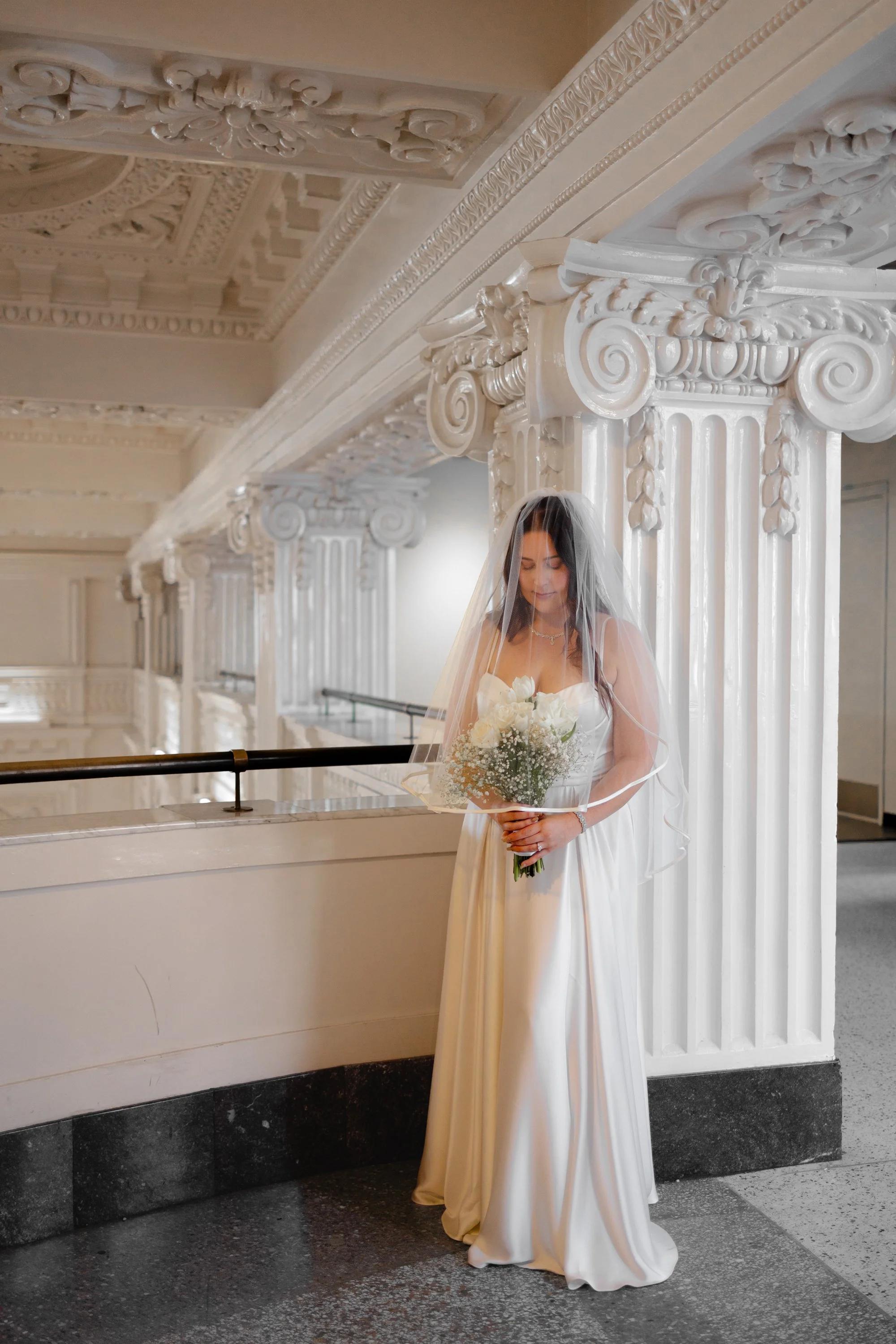 Seattle courthouse wedding bridal portraits at King Street Station