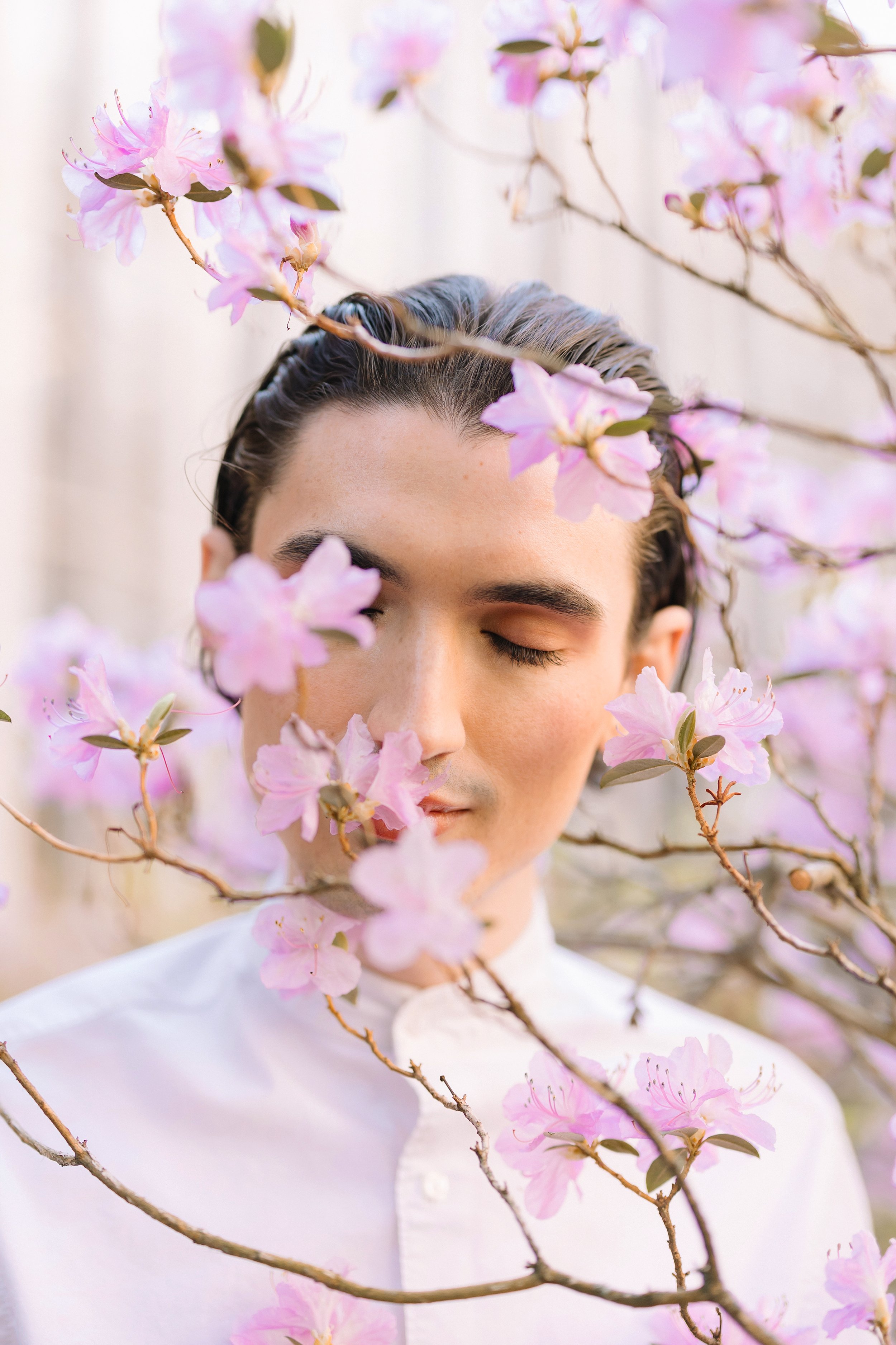 Fashion shoot at The Quad. Cherry Blossoms