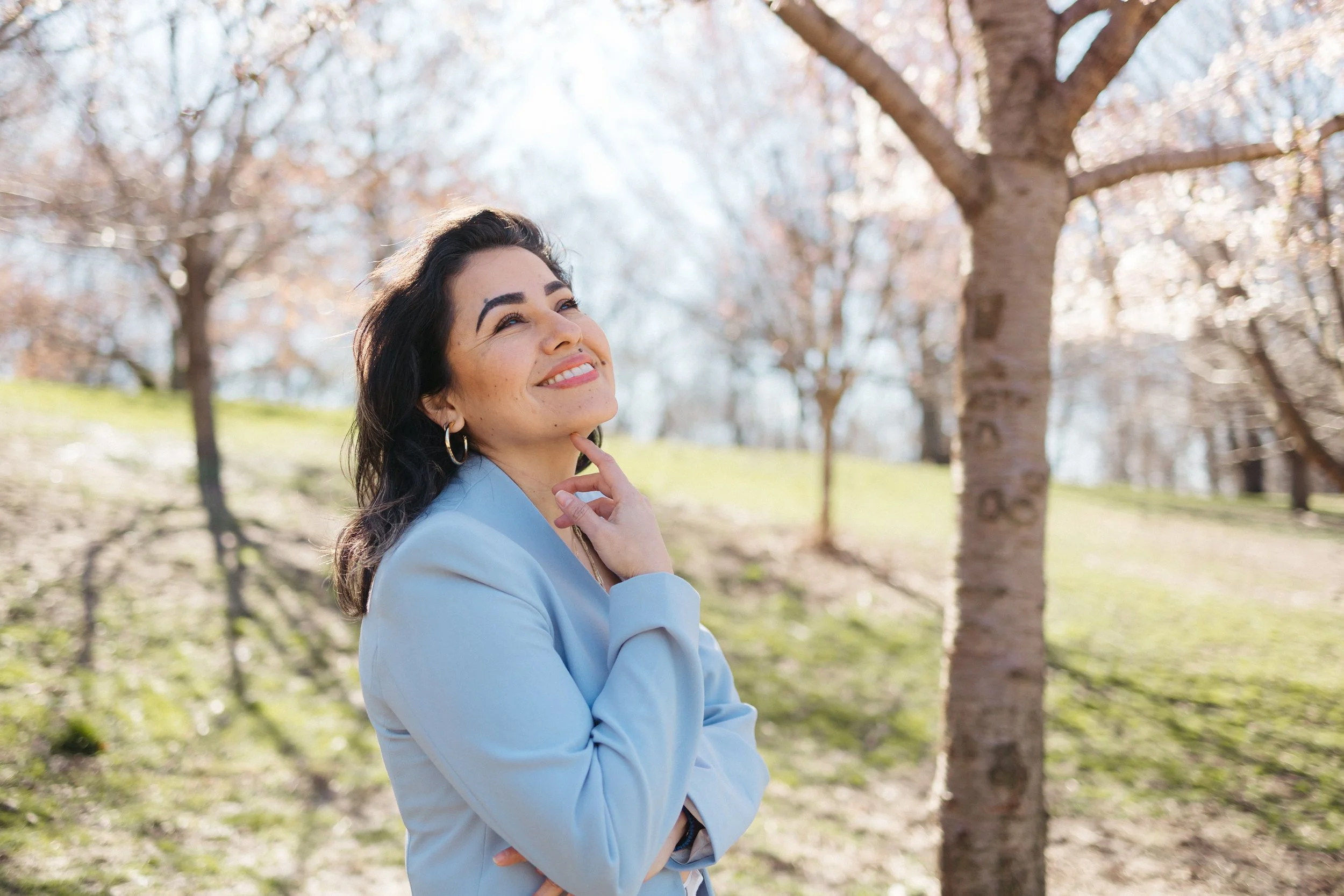 Cherry blossom and spring blossom photoshoot in Seattle for content creator