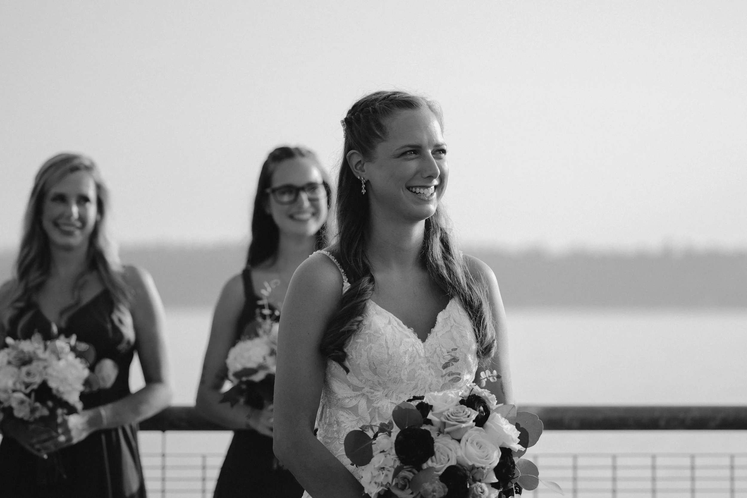 Waterfront wedding ceremony on the Seattle waterfront near the Seattle Aquarium.