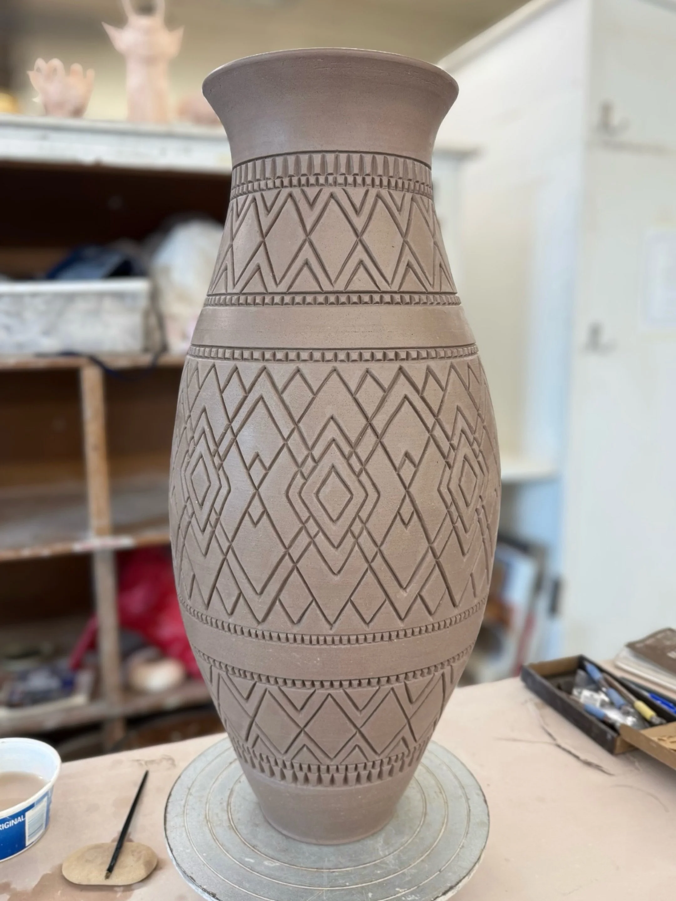 I&rsquo;ve been wanting to push the scale of my work for a while, so I challenged myself to max out the kiln height. This is just the start of what I hope will be a series of stacked vessels.

Earlier this year, after dealing with wrist pain all last