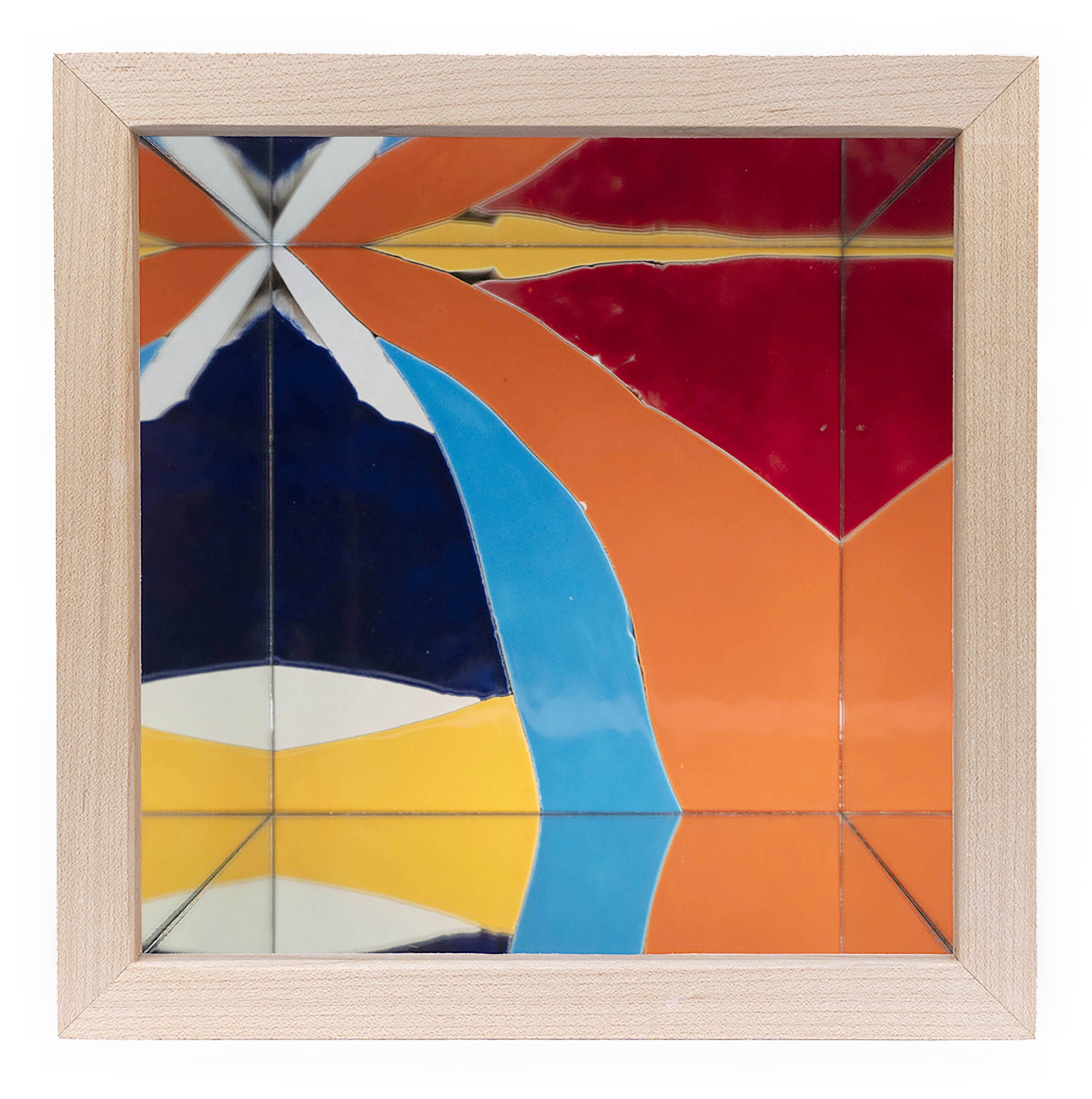 Mirror Box 3, 2020, broken and glazed porcelain tile with mirror, glass, wooden box, and lid, 6.5" x 8" x 8"