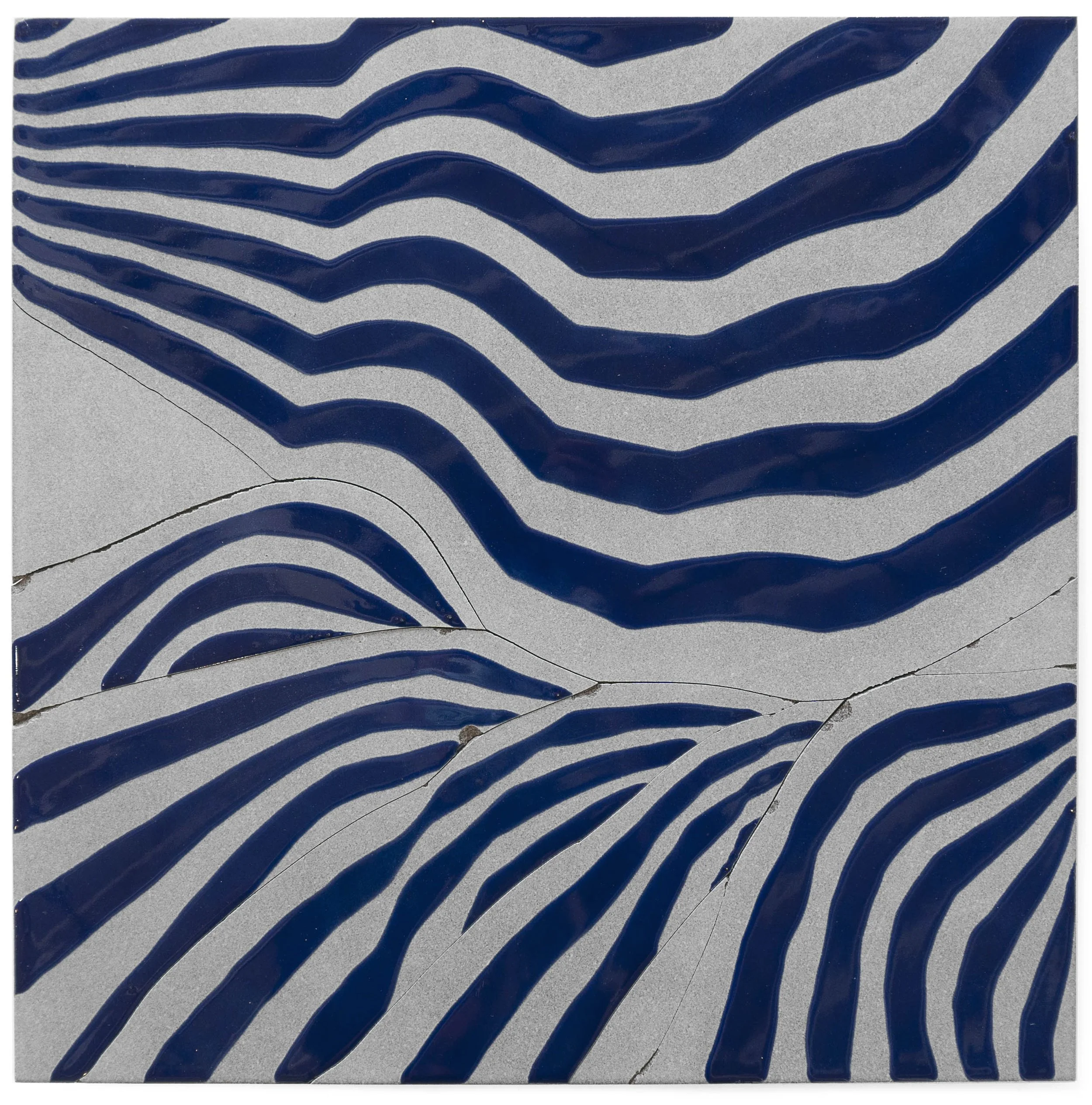 6 And A Half Minutes, 2007, broken and fired porcelain tile with glaze, 18" x 18"