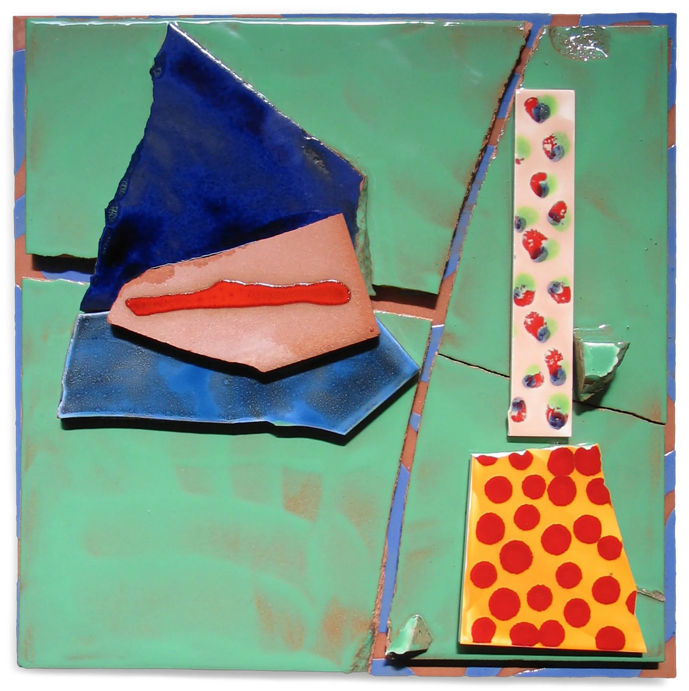 Porto, 1995, glazed, layered, broken, and fired porcelain tile, 8" x 8"