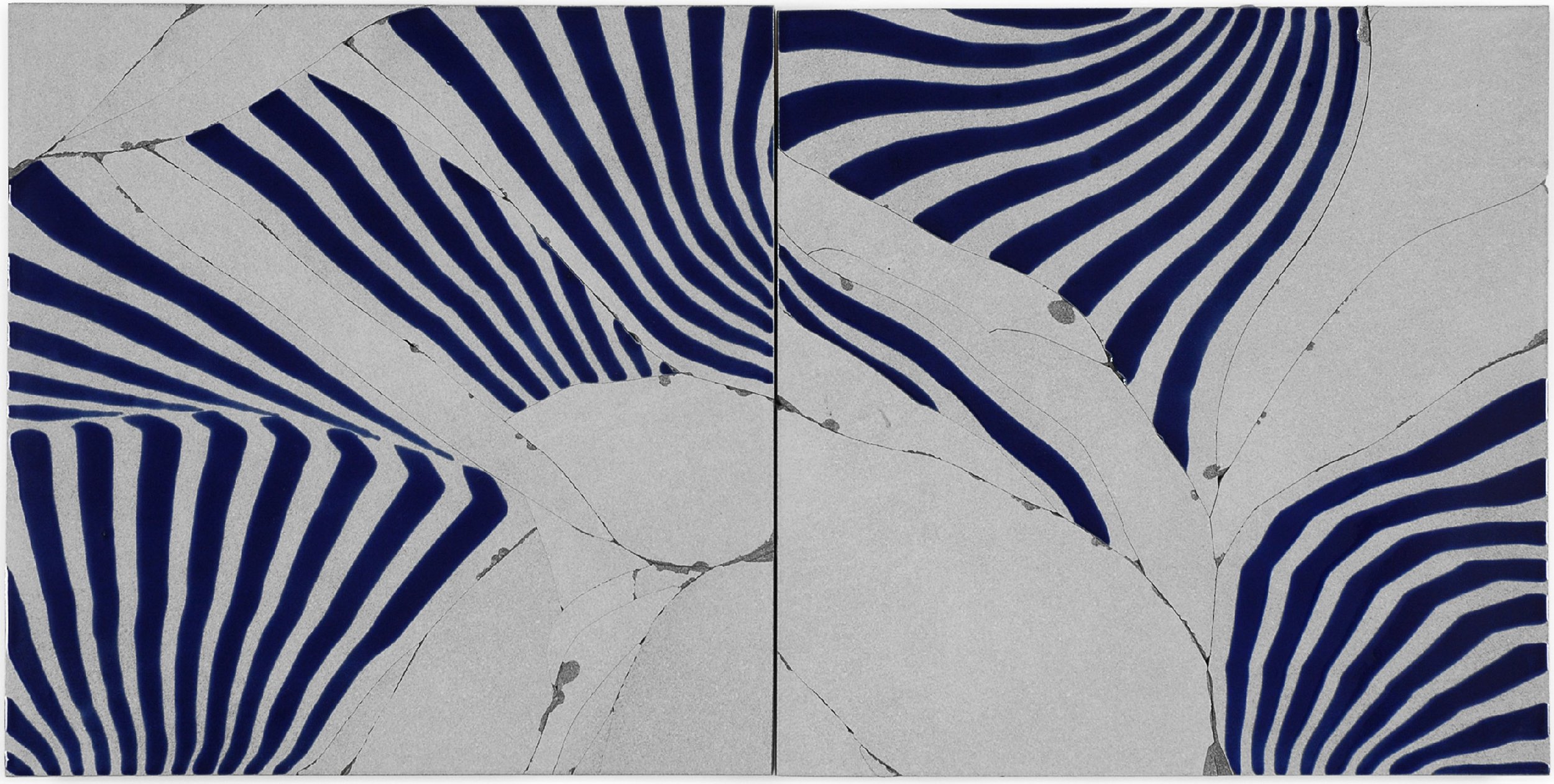 Beppu, 2007, broken and fired porcelain tile with glaze, 18" x 36"