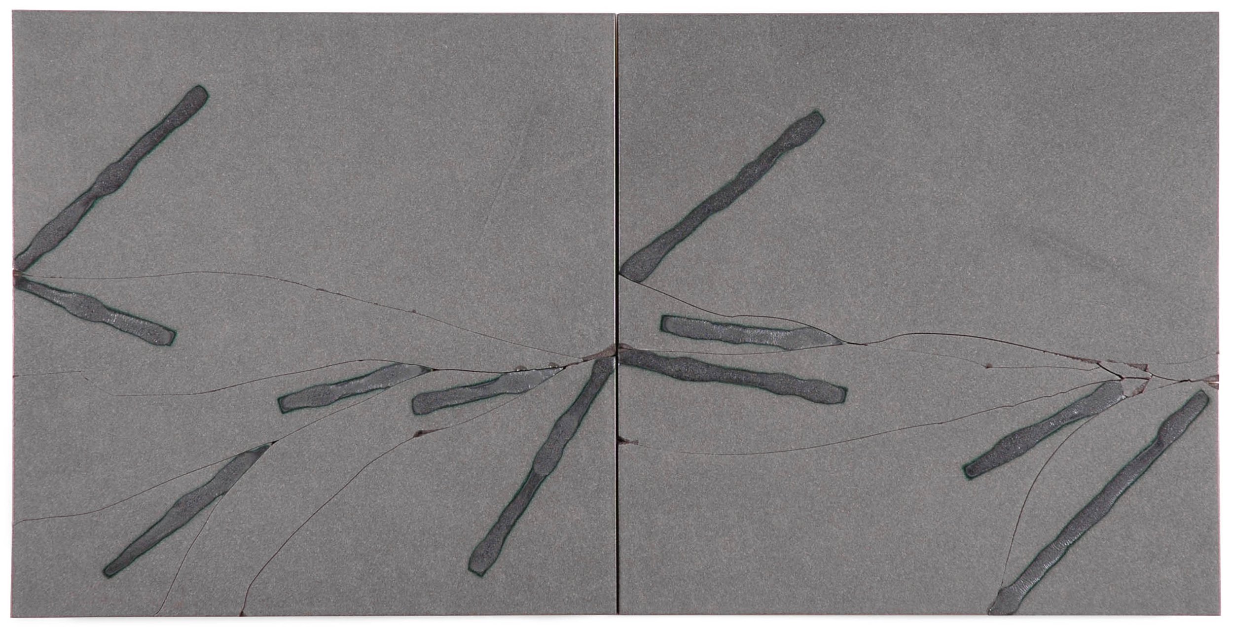 Two Over Nine, 2007, broken, fired porcelain tile with copper, 17.75" x 35.5"