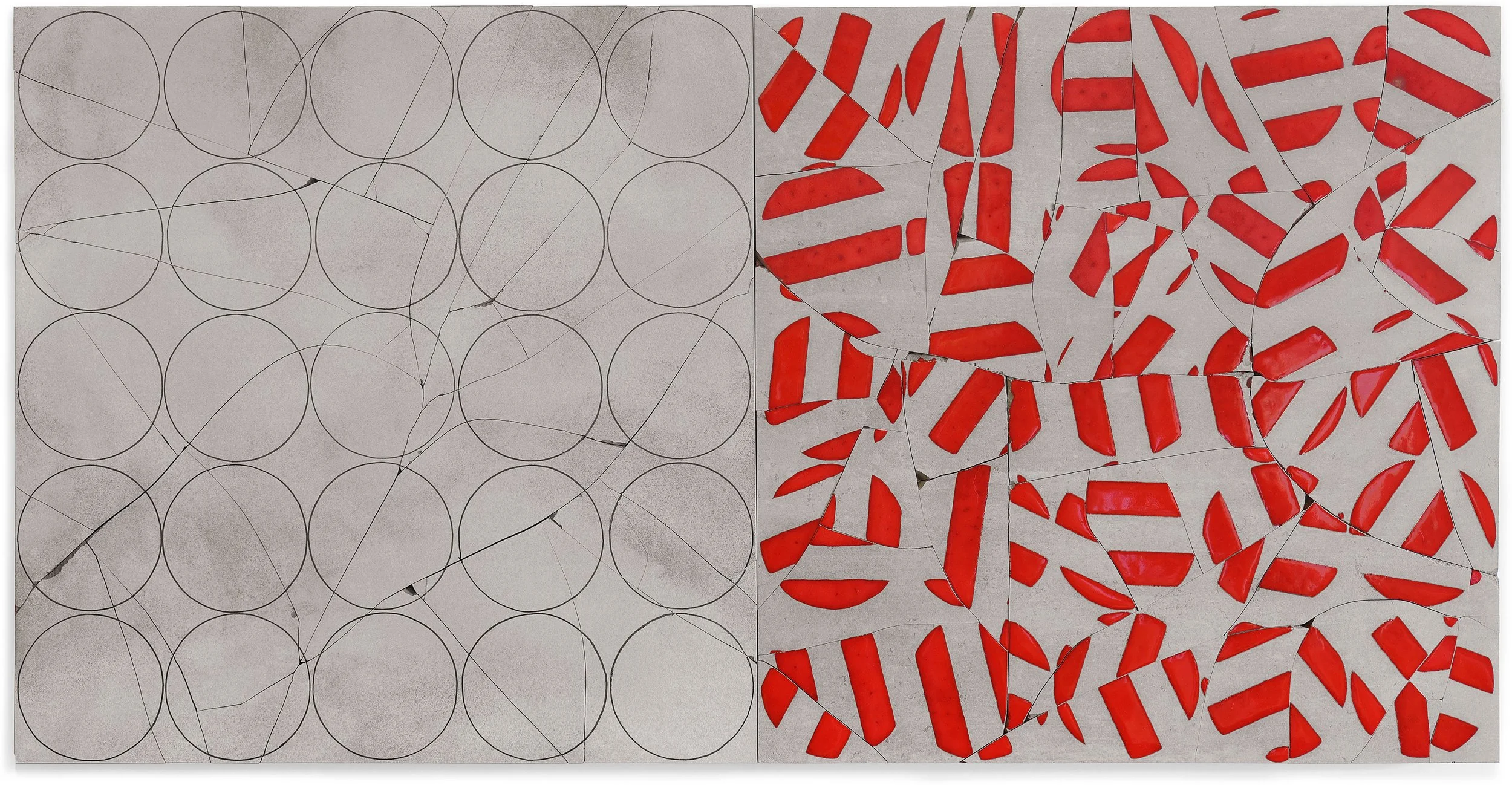 Remembering Ellington, 2013, broken and fired porcelain tile with glaze, 24" x 48"