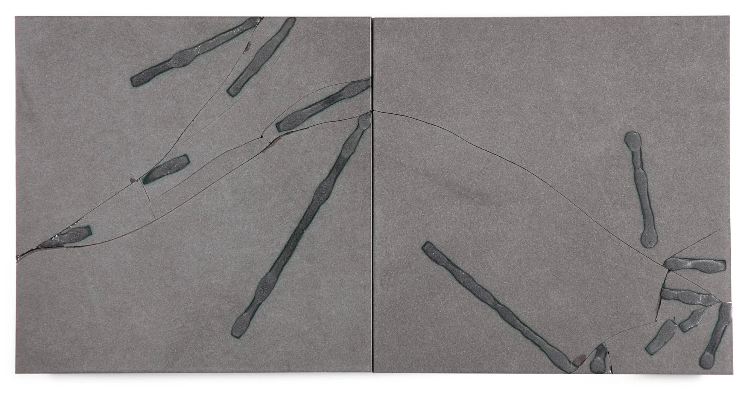 Seven Over Seven, 2006, broken, fired porcelain tile with copper, 17.75" x 35.5"