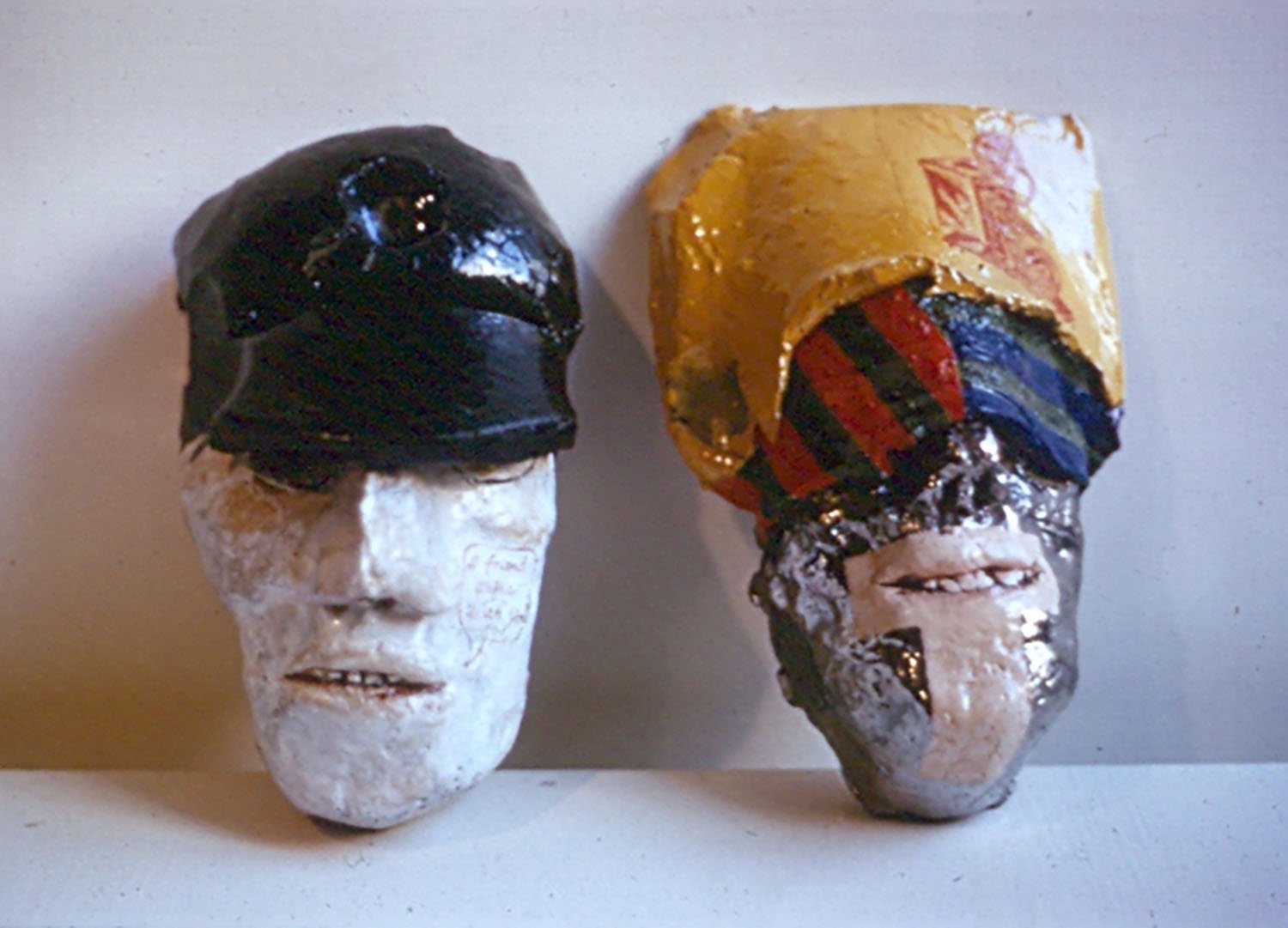 Two Ghost Masks, 1964, glazed stoneware