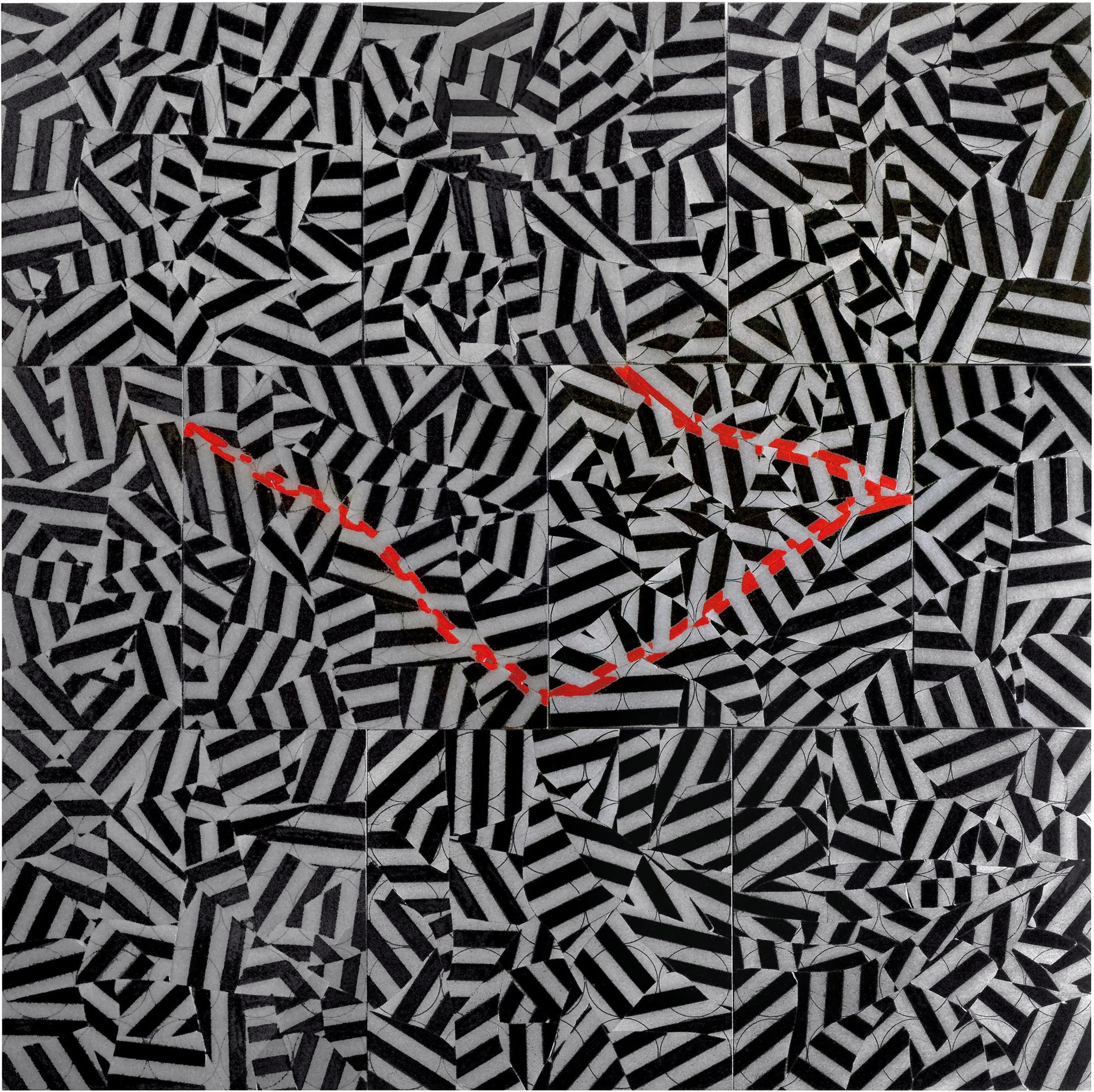 Flight, 2014, broken and fired porcelain tile with glaze, 71" x 71", San Francisco Museum of Modern Art Collection