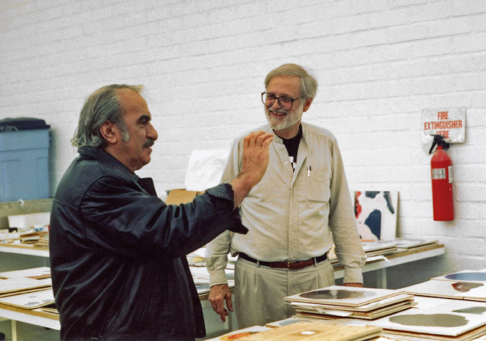 Peter Voulkos (left) and Jim Melchert (right) at the Tile Guild, Los Angeles, California, 1990