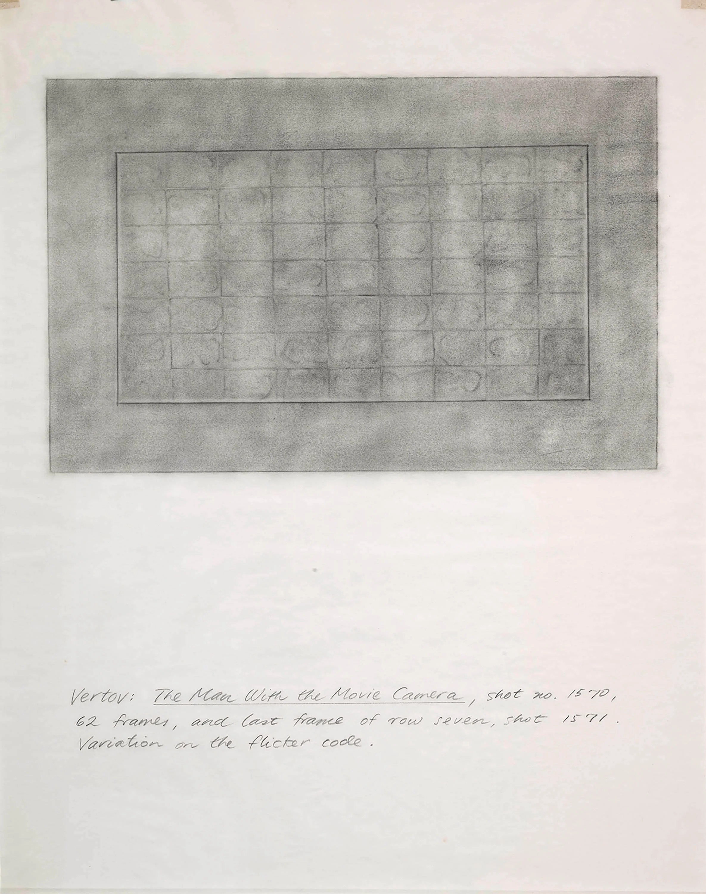 Untitled (Vertov: The Man With the Movie Camera), 1976, graphite on paper, 24" x 19"