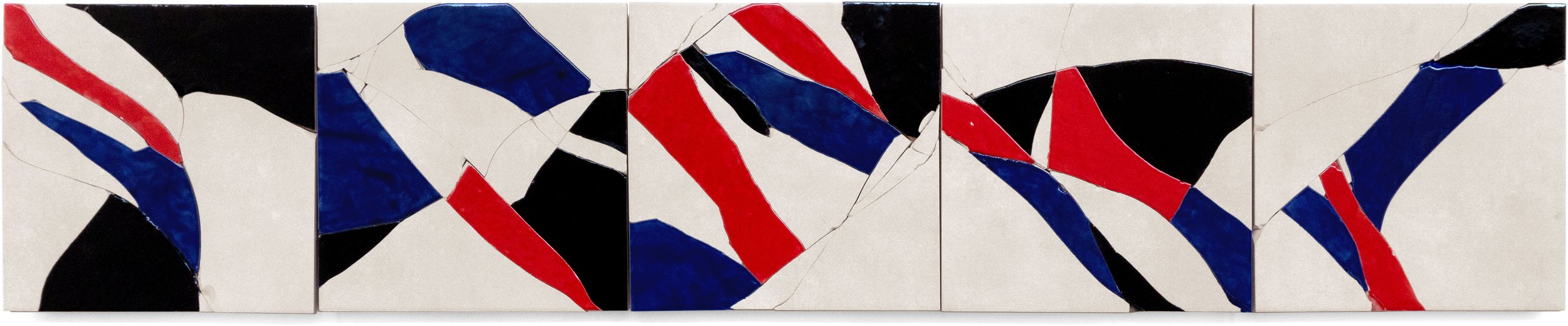 Sought and Seen, 2022, broken and glazed ceramic tile, 12" x 60"