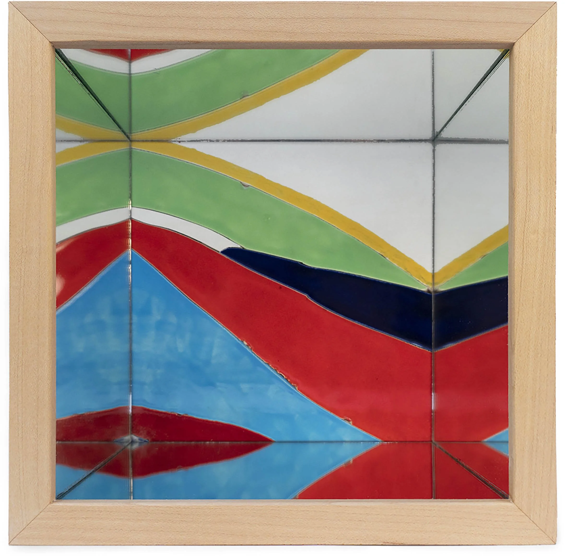 Mirror Box 4, 2020, broken and glazed porcelain tile with mirror, glass, wooden box, and lid, 6.5" x 8" x 8"