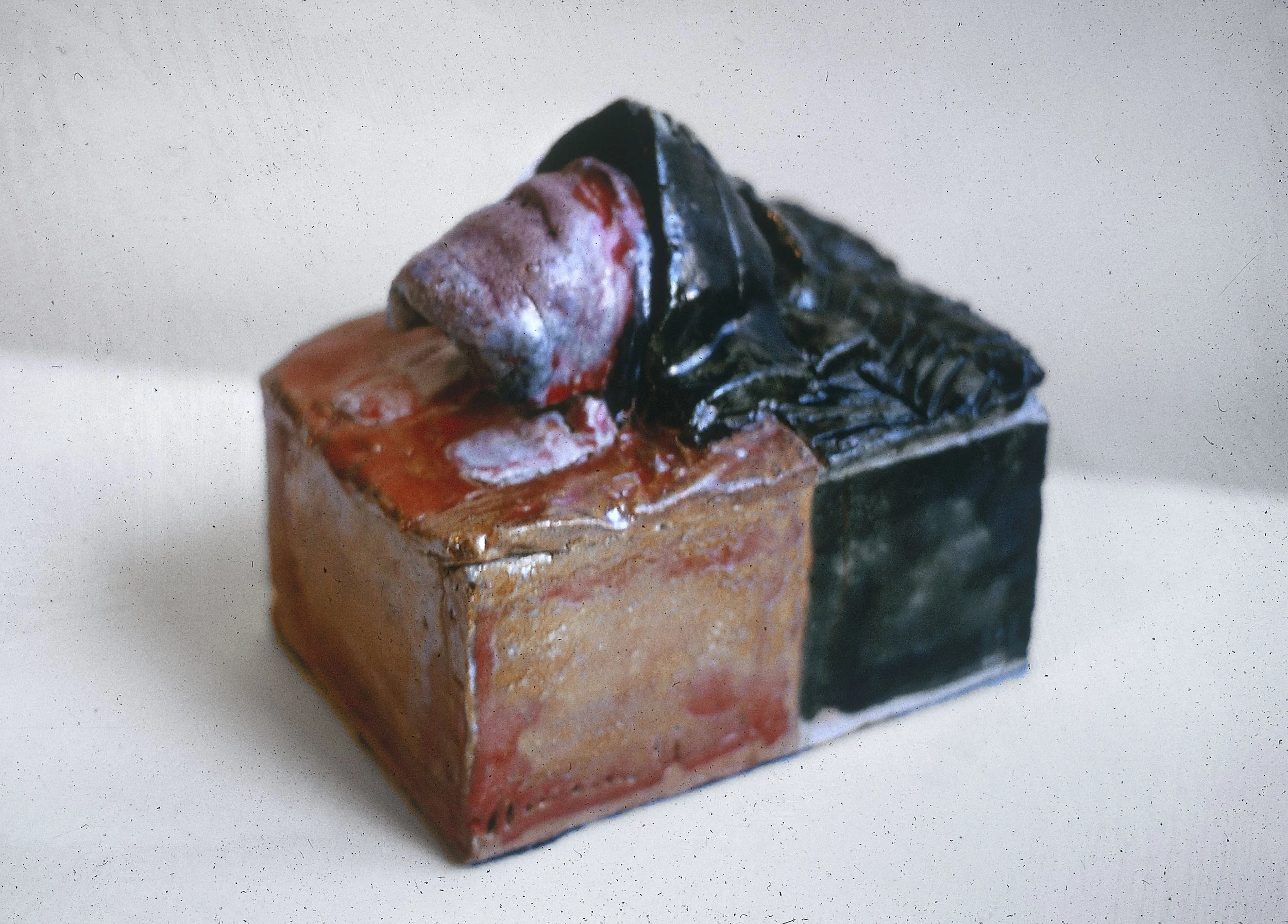 Orange and Green Ghostbox, 1964, glazed stoneware
