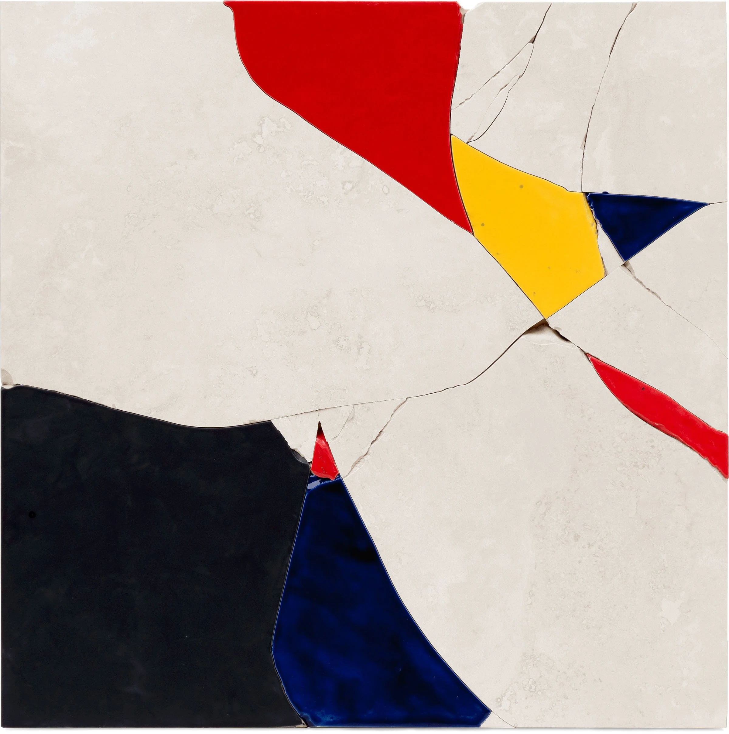 Twentyone, 2022, broken and glazed ceramic tile, 18" x 18"