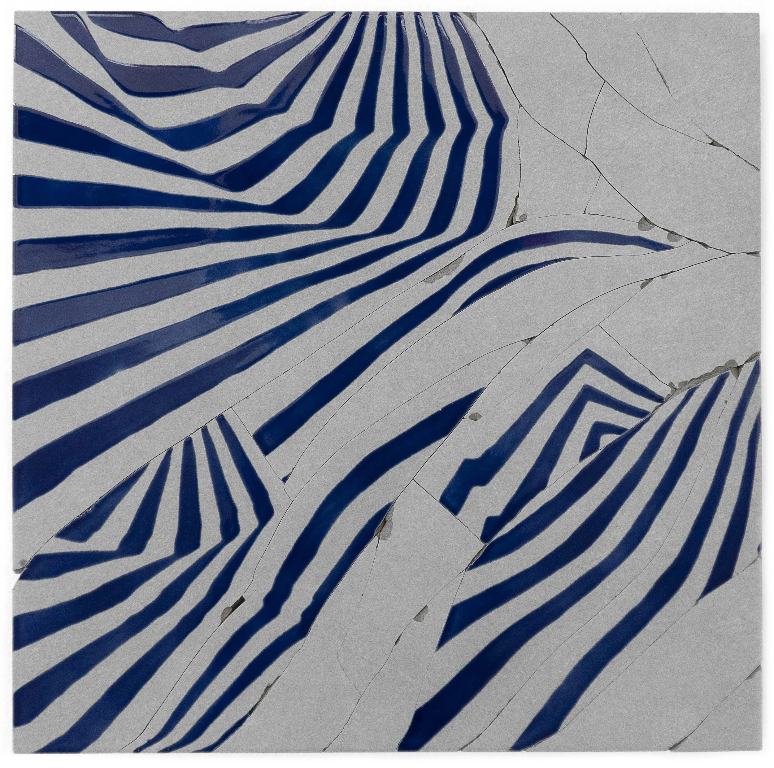 2 Seconds, 2007, broken and fired porcelain tile with glaze, 18" x 18"