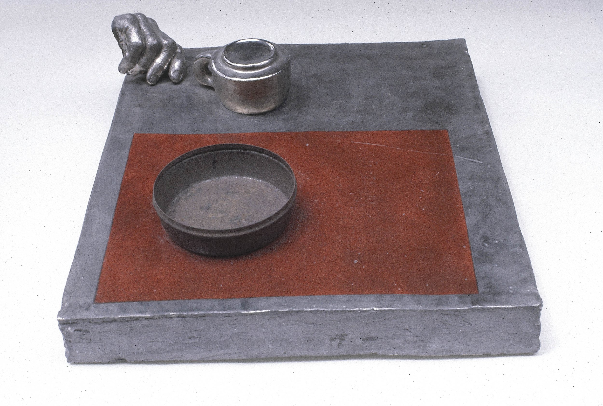 Photo Still Life with Ashtray, 1968, stoneware with glaze and ashtray, 14.5" x 16.5"