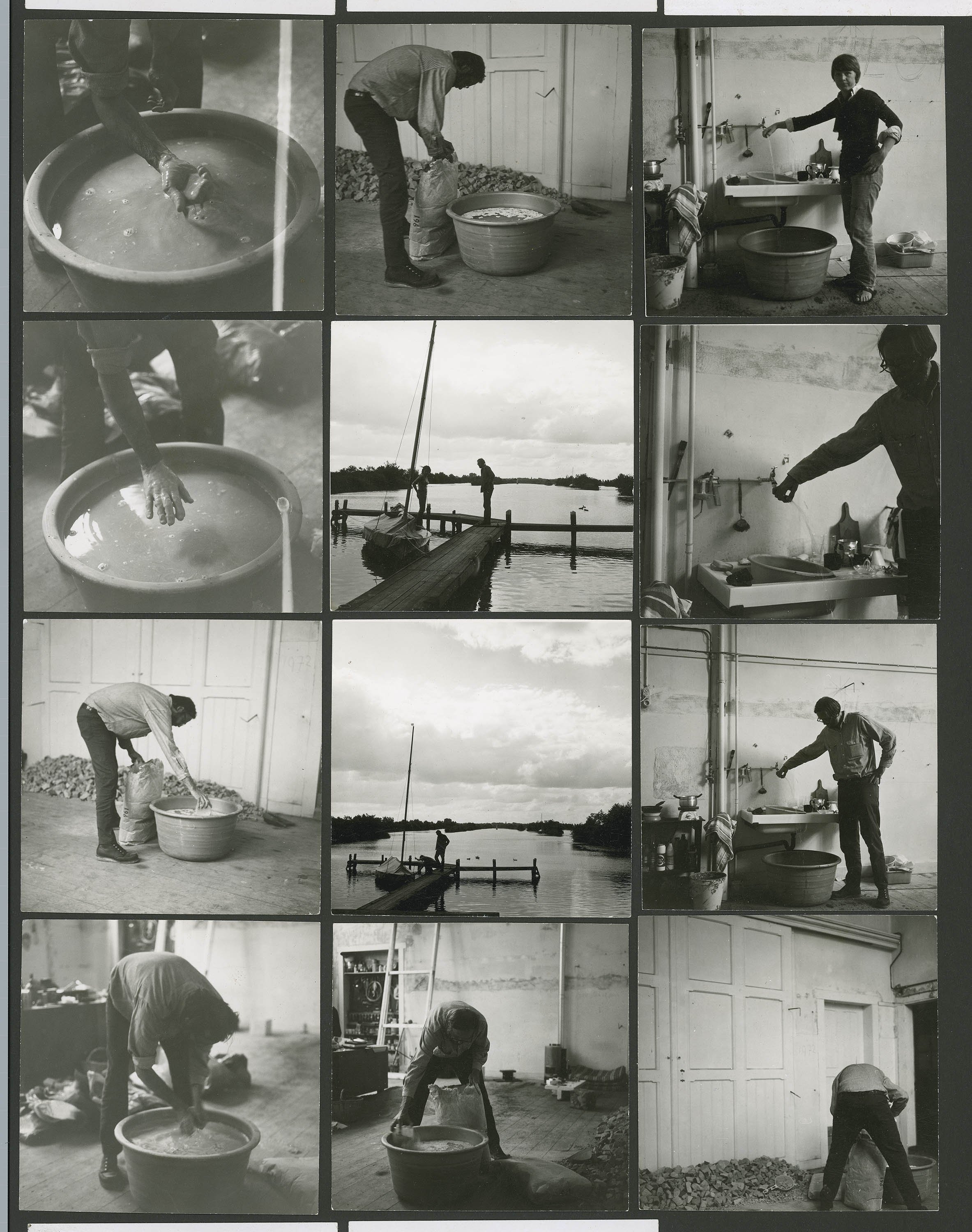 Jim Melchert, preparing for Changes performance, 1972, Amsterdam studio of Hetty Huisman. Photos courtesy of Mieke H.Hille