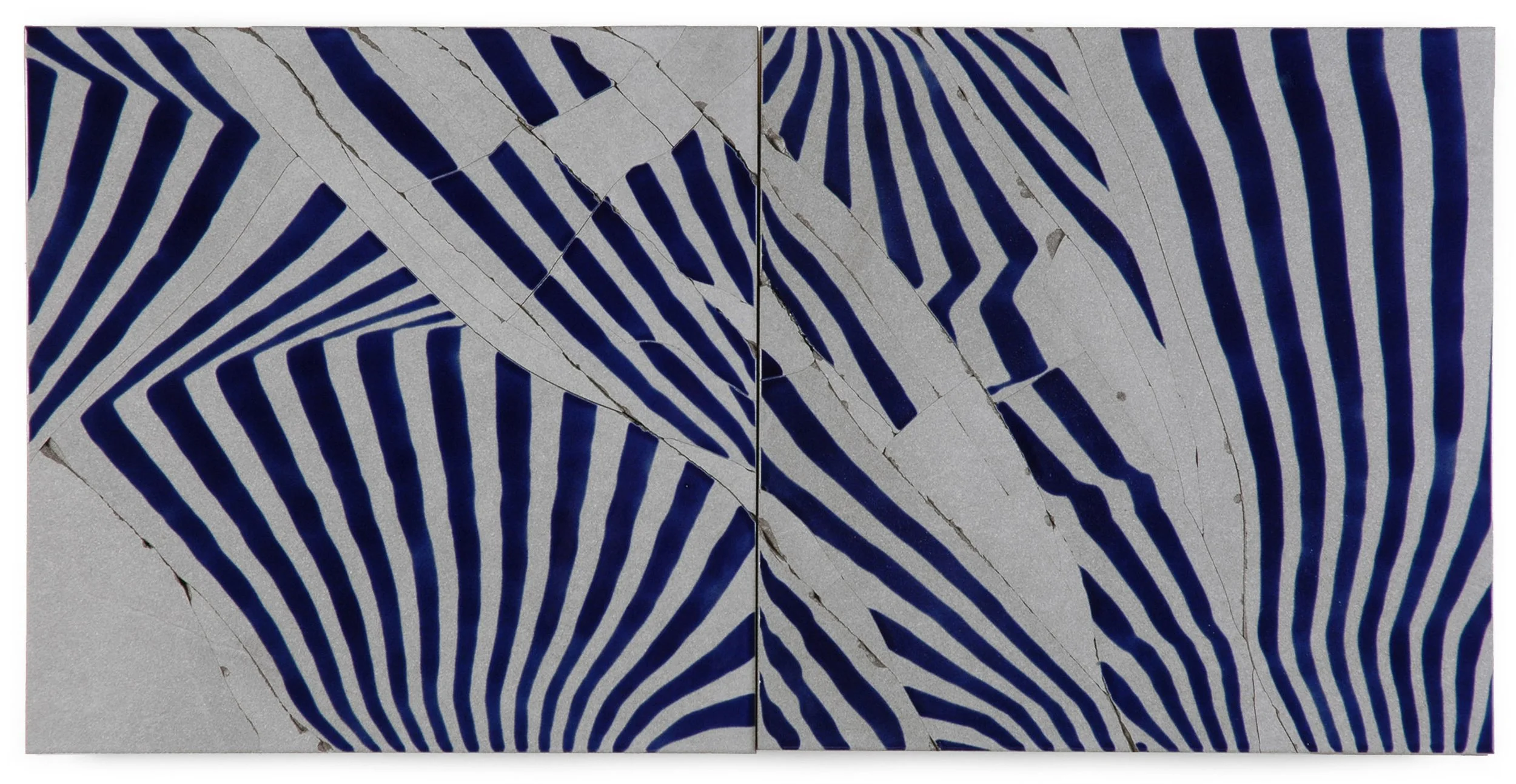 Missoula, 2007, broken and fired porcelain tile with glaze, 18" x 36"