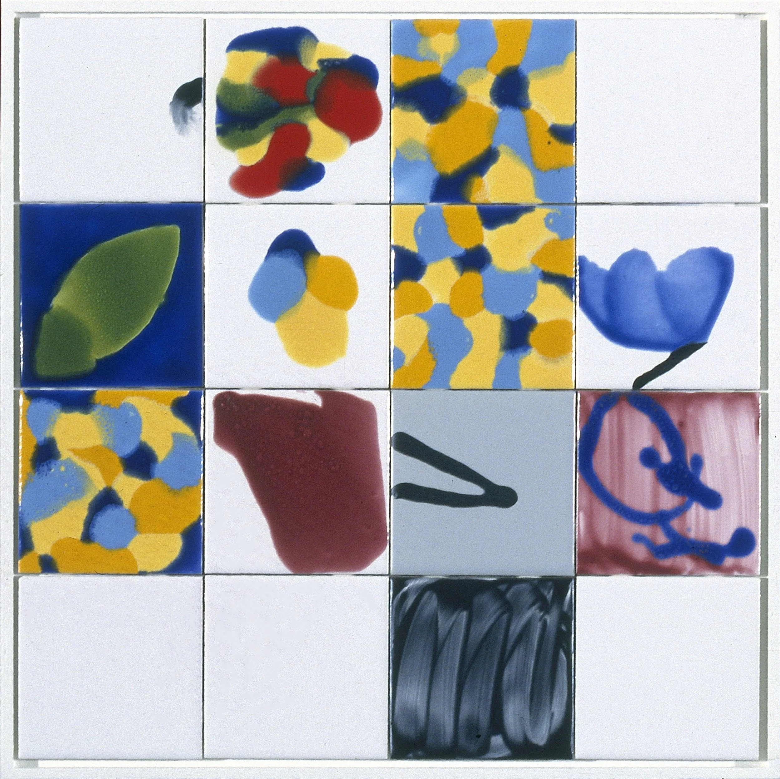 Sunday In Genzzano, 1986, glazed tile, 18" x 18"