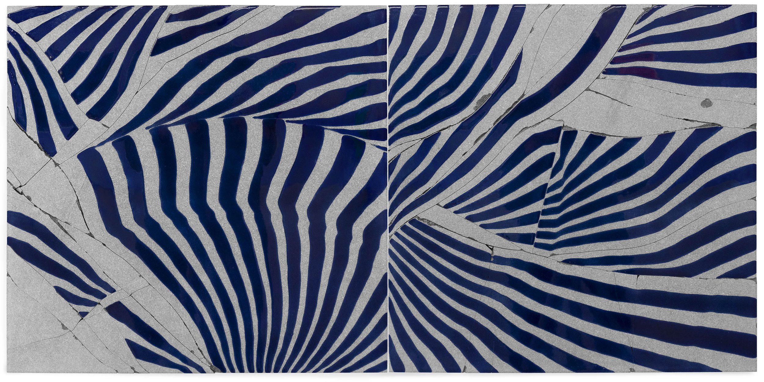 Edo, 2007, broken and fired porcelain tile with glaze, 18" x 36"