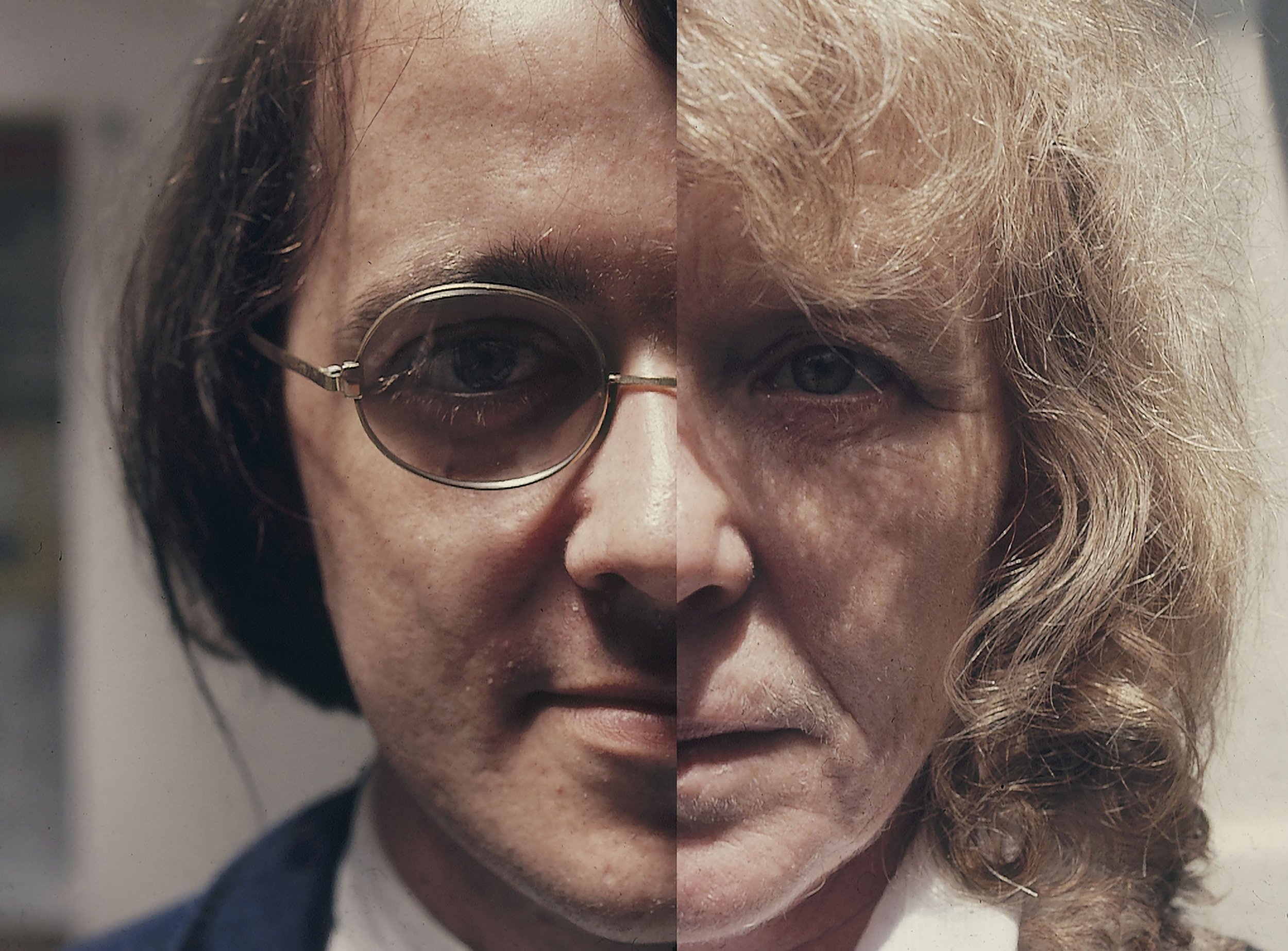 frame from Faces, 1972, Terry Fox (left) and Eugenia P. Butler (right)