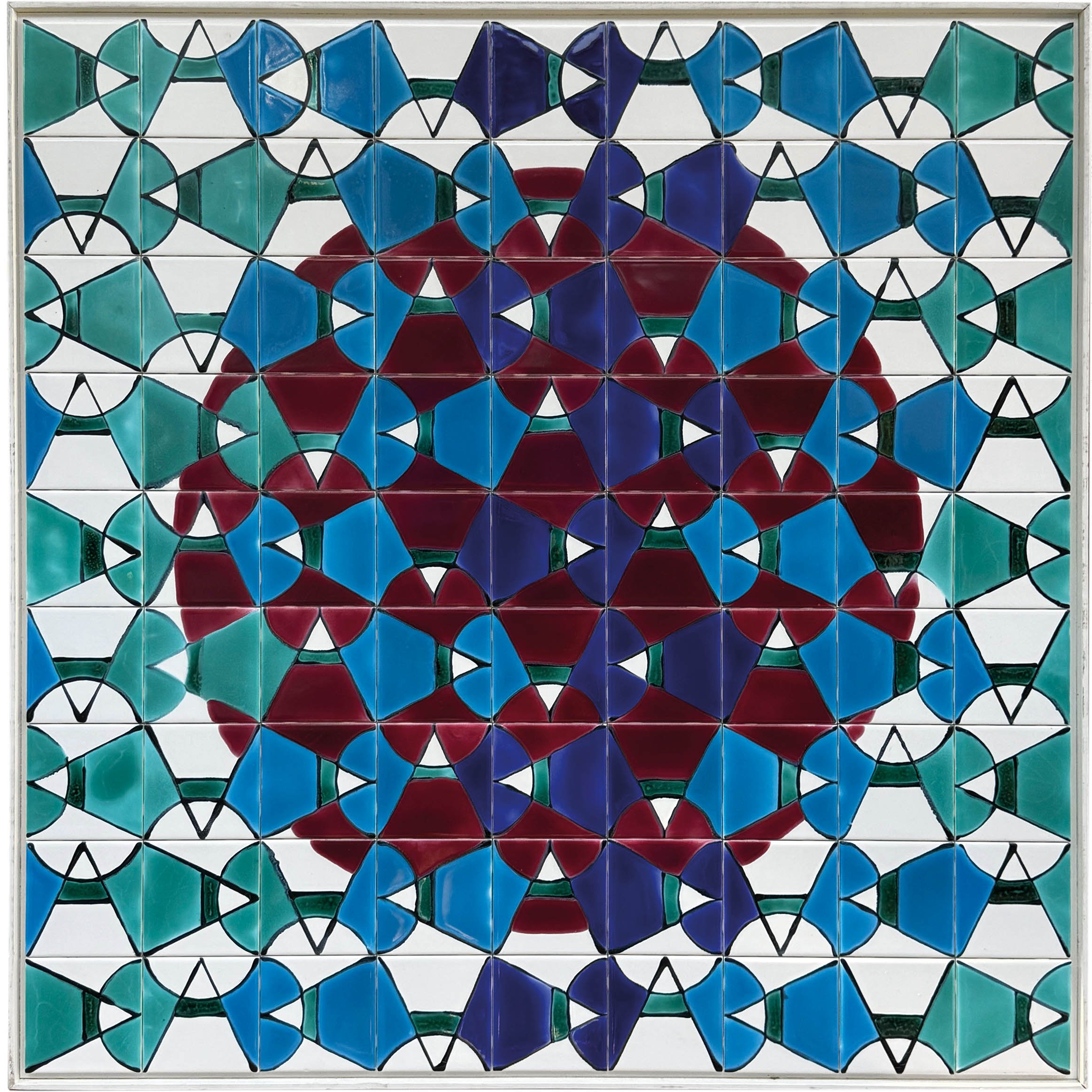 Alternating Current #3, 1985, fired porcelain tile with glaze, 40" x 40"