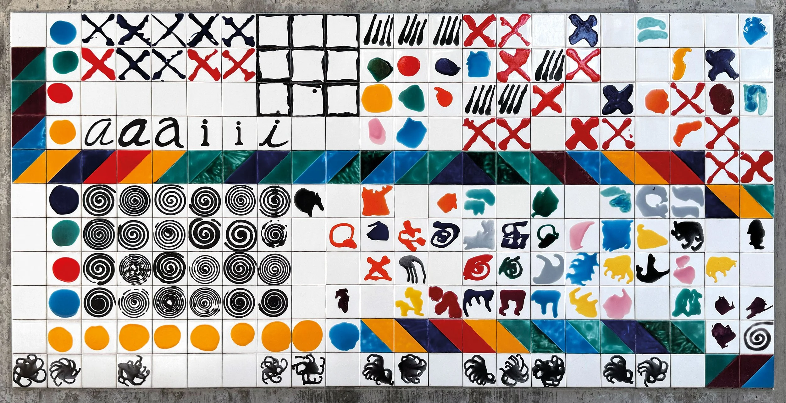 Children's Wall, 1983, glazed tile on concrete, 44" x 88", di Rosa Center for Contemporary Art Collection