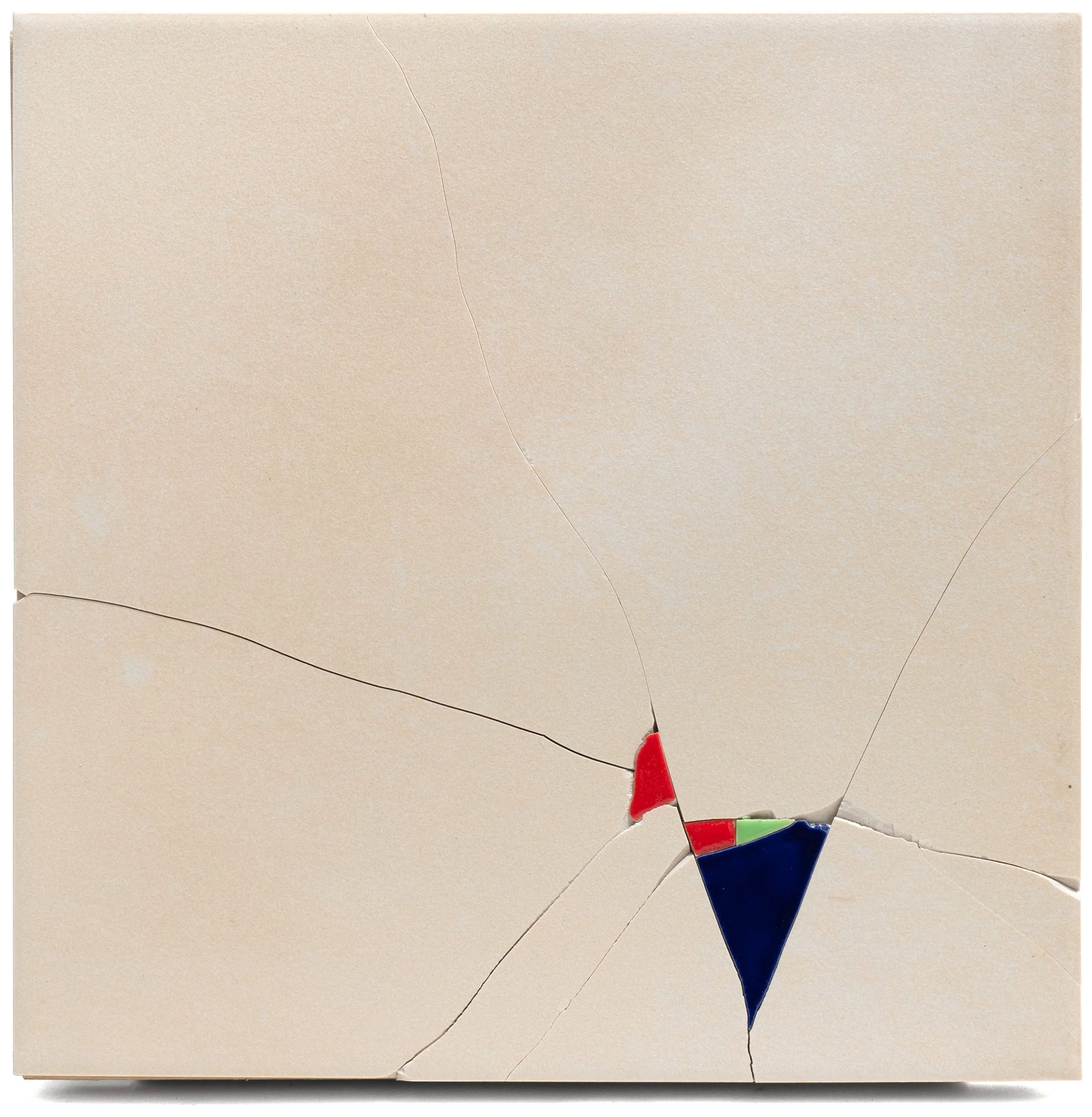 Where Found, 2022, broken and glazed ceramic tile, 12" x 12"