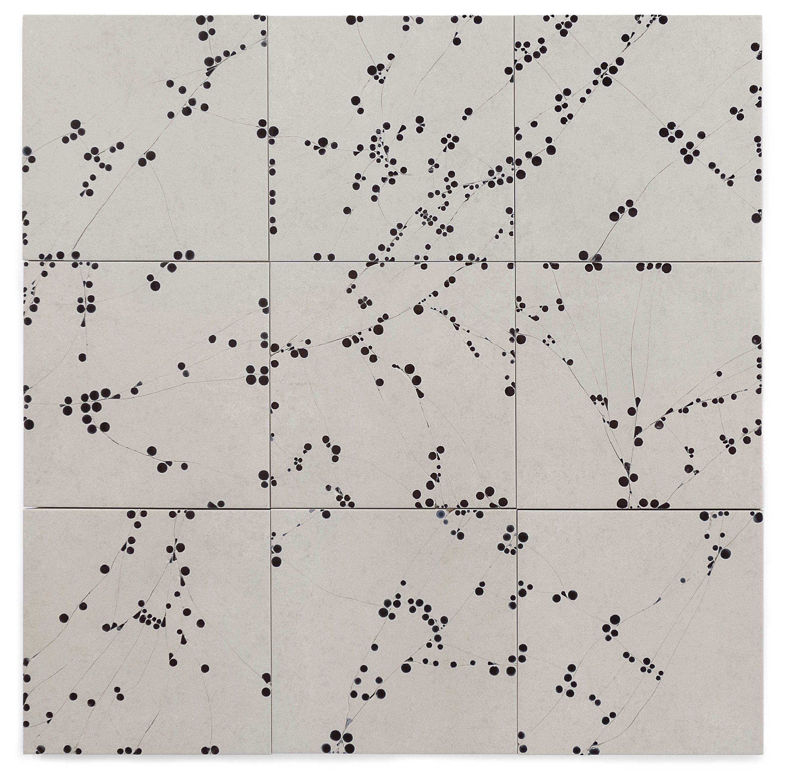 Channel Islands, 2001, broken and fired porcelain tile with glaze, 53" x 53"