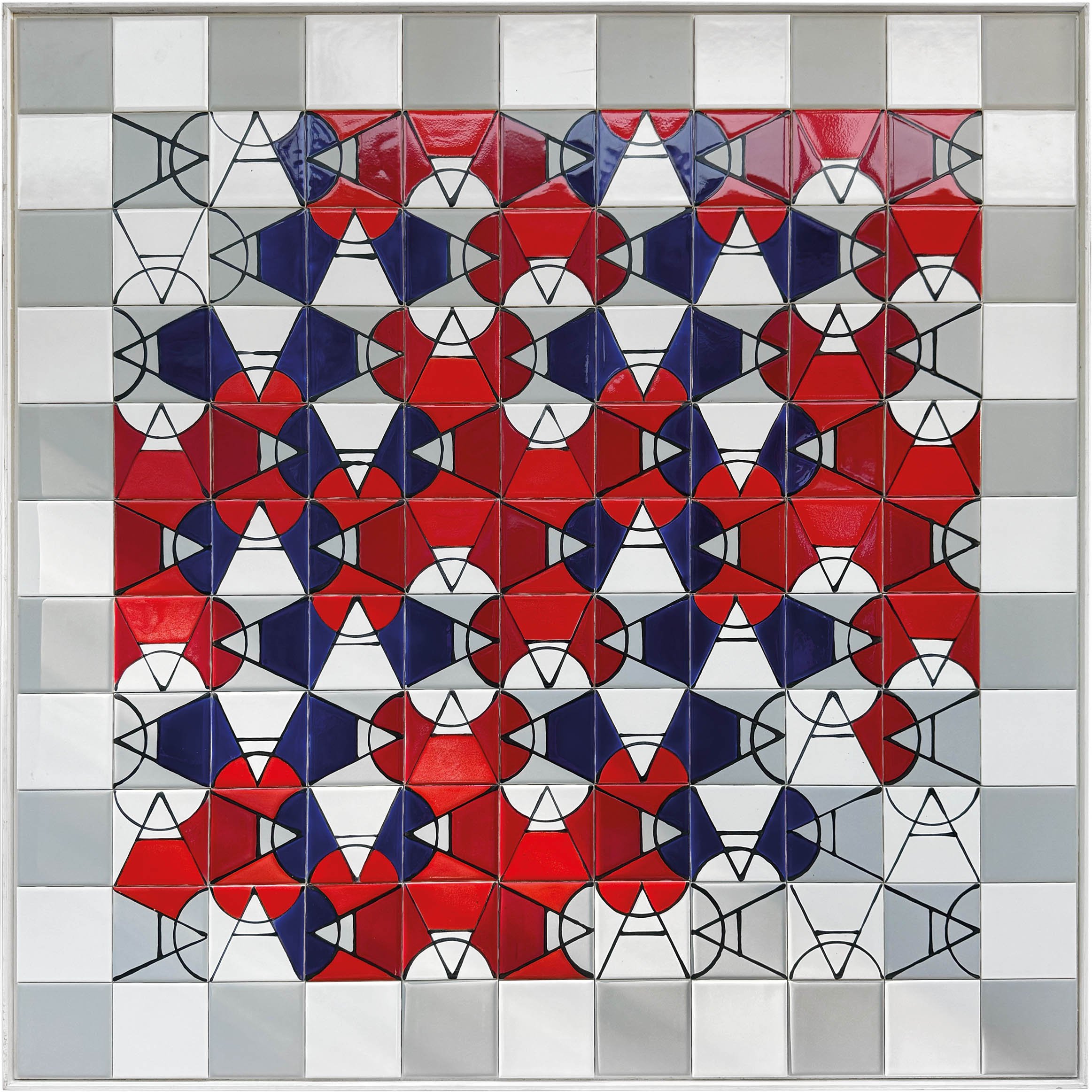 Alternating Current #1, 1985, fired porcelain tile with glaze, 40" x 40"