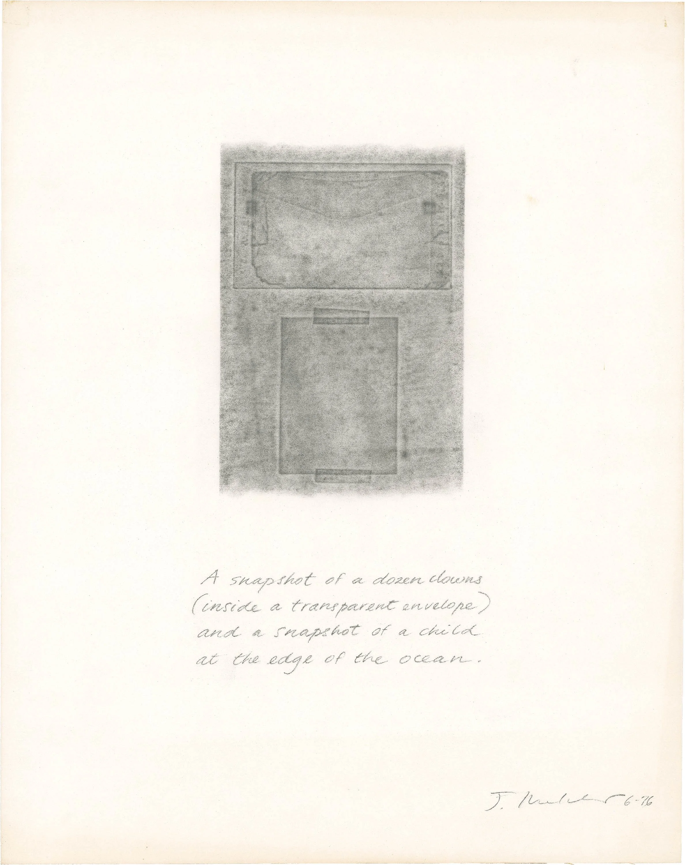 Untitled (A snapshot of a dozen clowns), 1976, graphite on paper, 24" x 19"