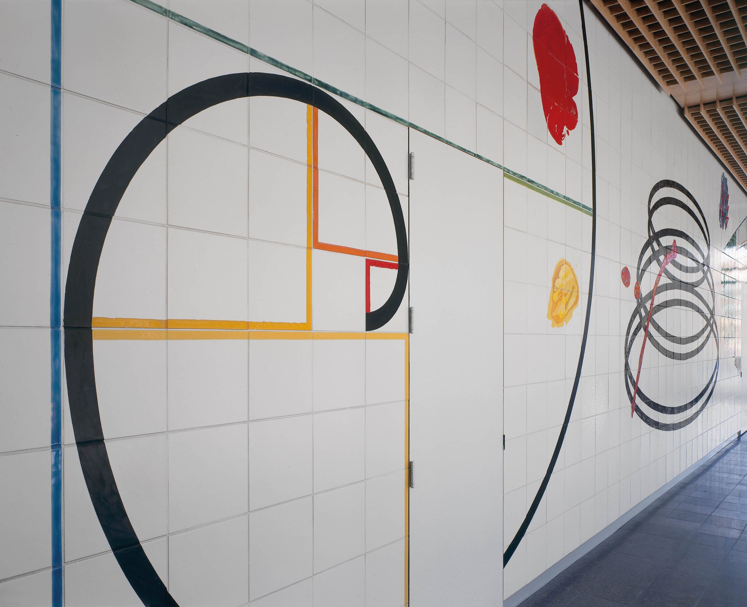 Coming to Light (detail), 1994, 168" x 2700", hand-glazed ceramic tile, Massachusetts Institute of Technology, photograph by Richard Barnes