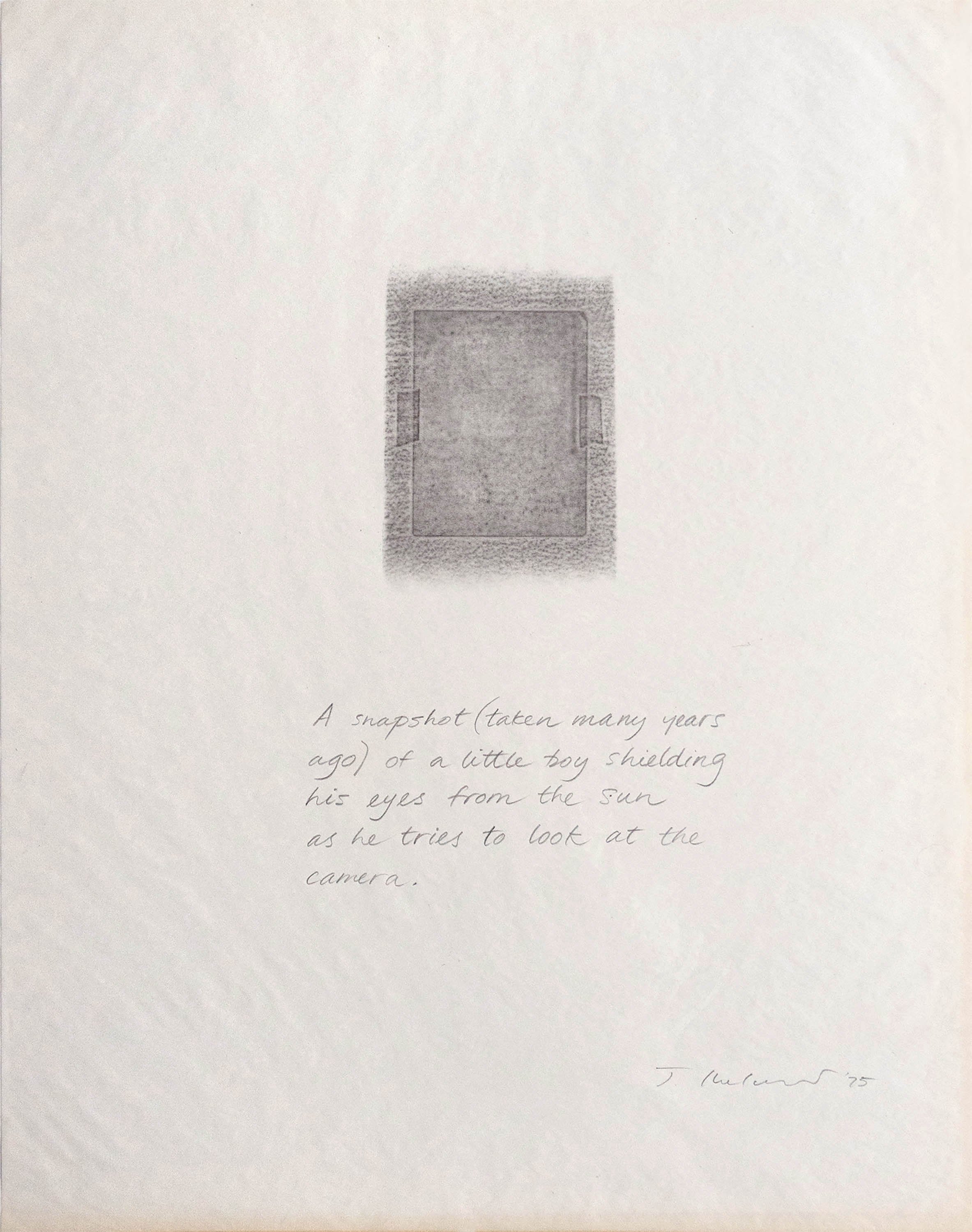 Untitled (A snapshot taken many years ago), 1975, graphite on paper, 24" x 19"