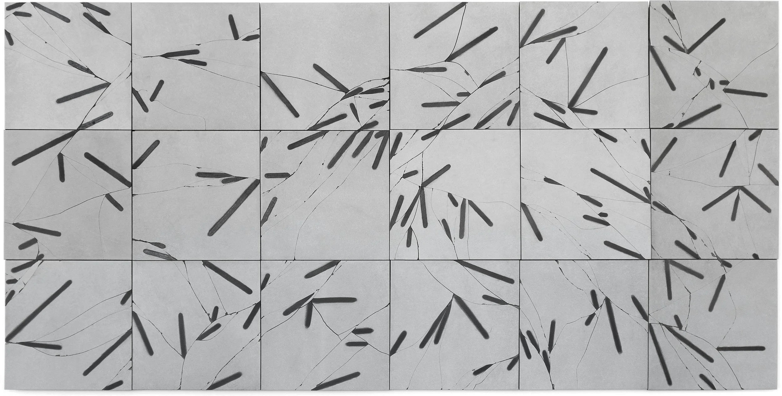 Eye Sites Are, 2006, broken, fired porcelain tile with graphite, 54" x 108"
