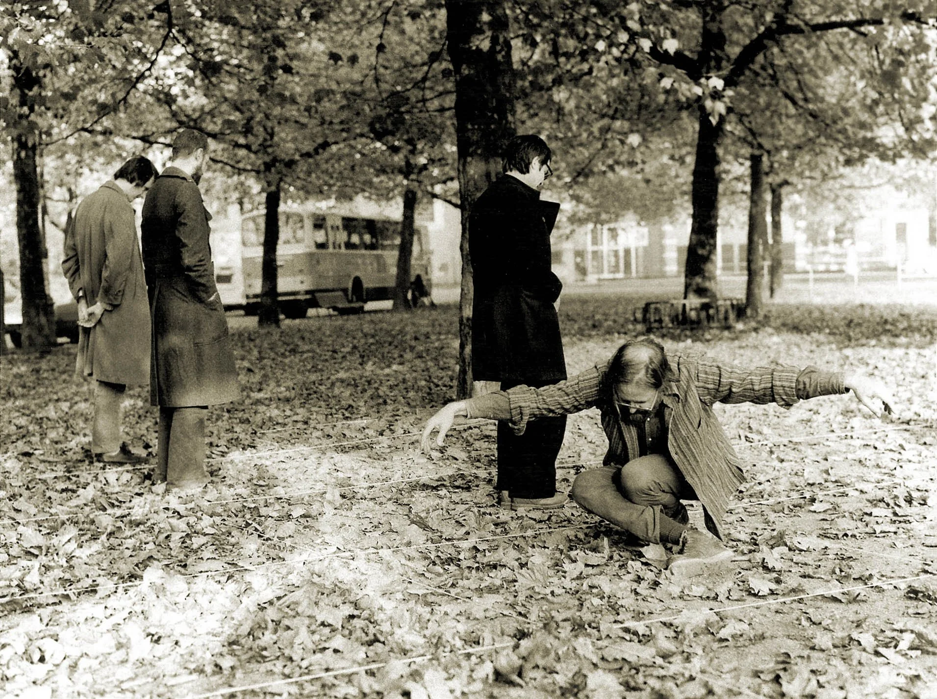 Jim Melchert  "In Celebration Of Their Getting To Know Amsterdam" at Museumplein Amsterdam, 1973, photograph by Mieke H. Hille
