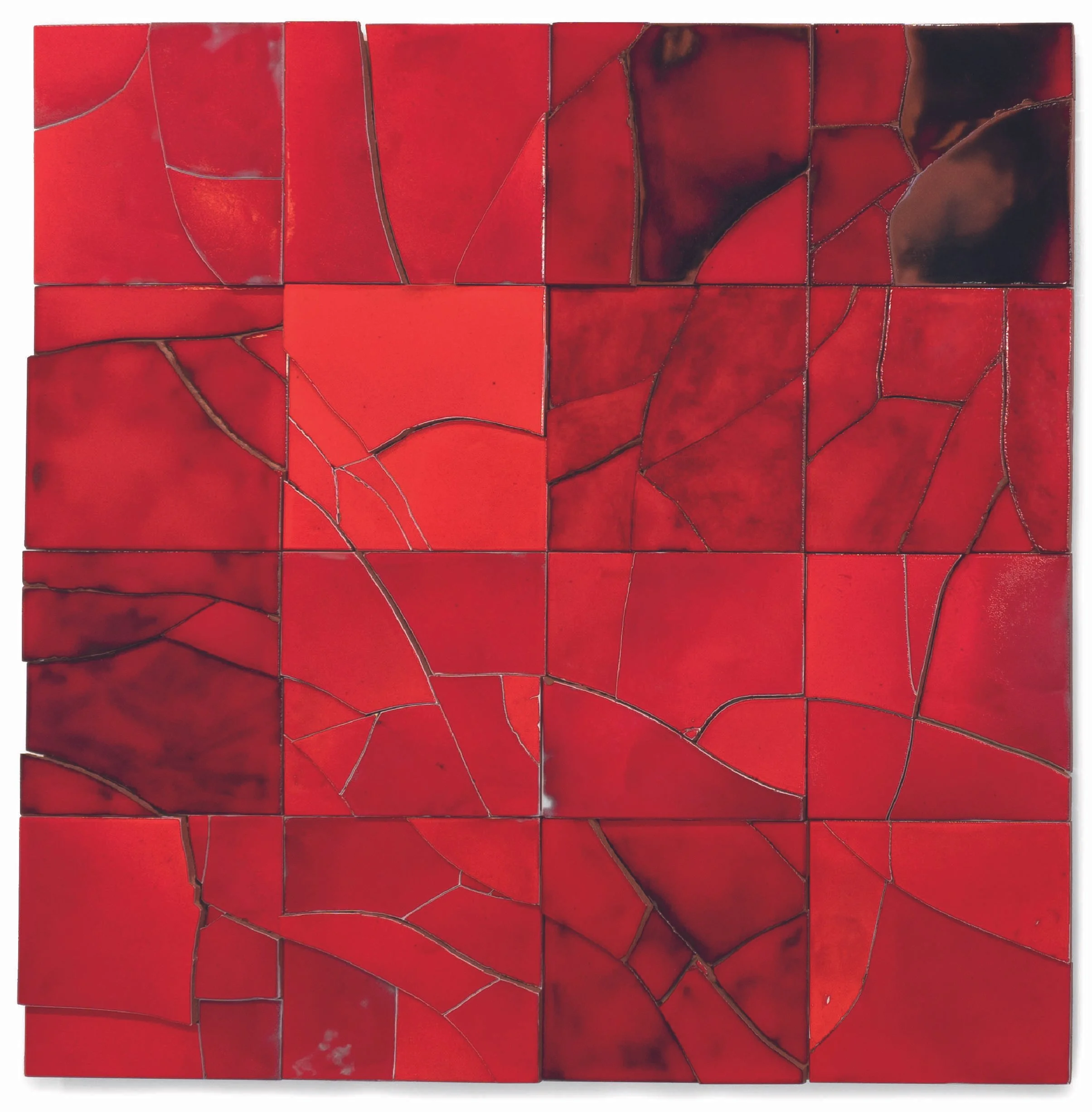 Desire As Terrain, 1996, broken and fired porcelain tile with glaze, 48" x 48"