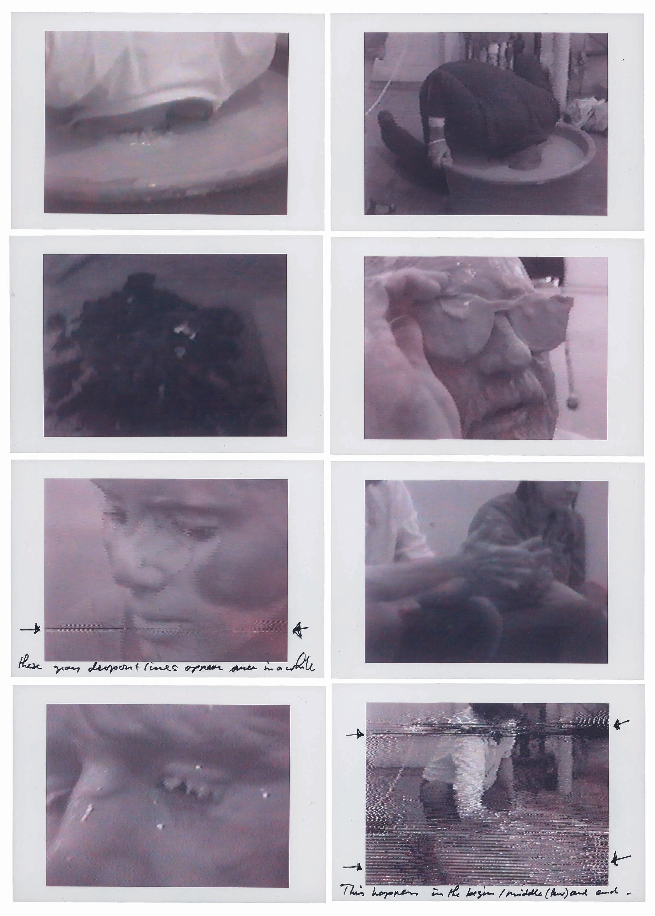 Production stills from video documentation of Changes performance by the video production team Meatball (1972–1993).