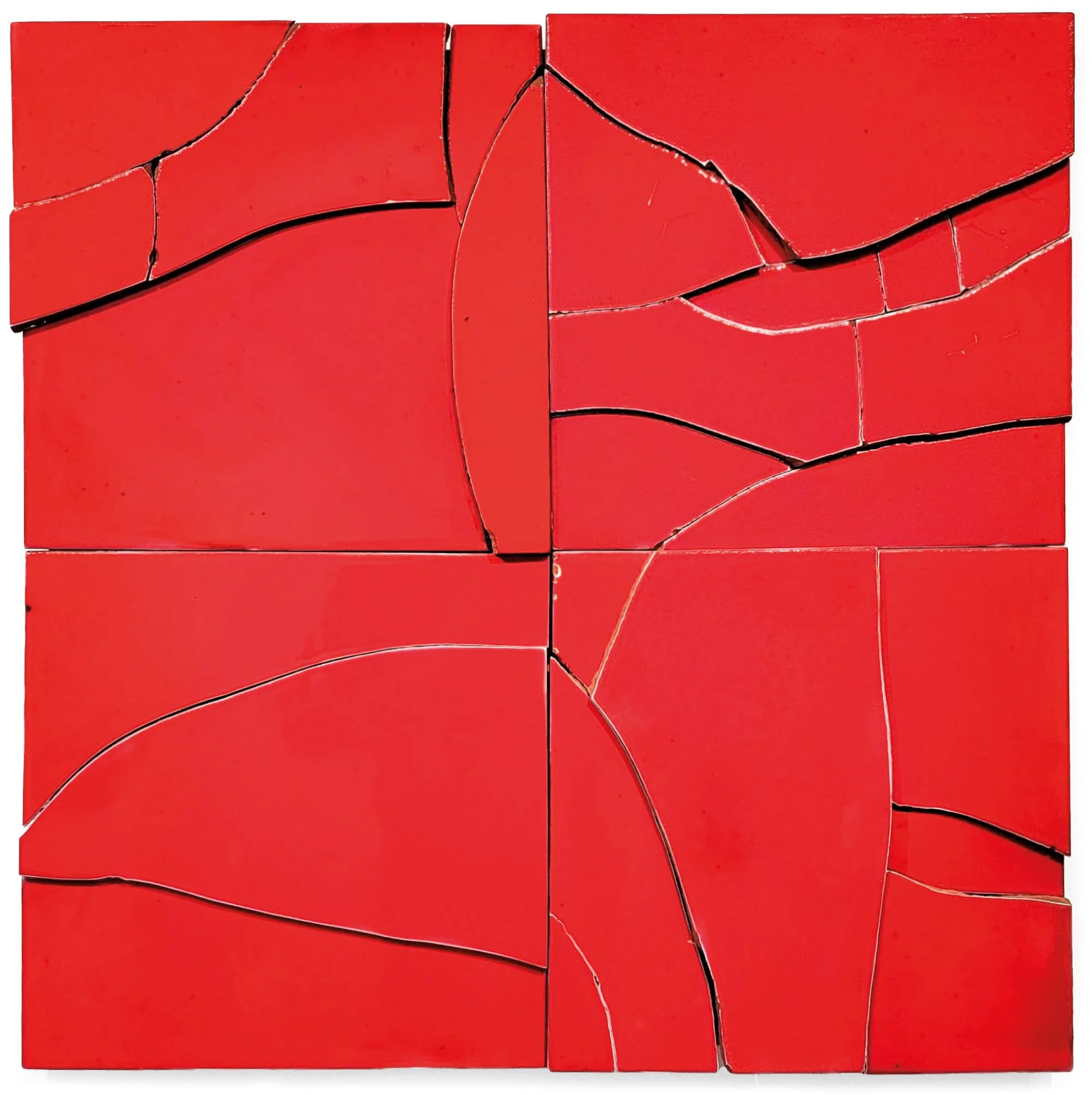 Squared Circle, 1995, broken and fired porcelain tile with glaze, 24" x 24"