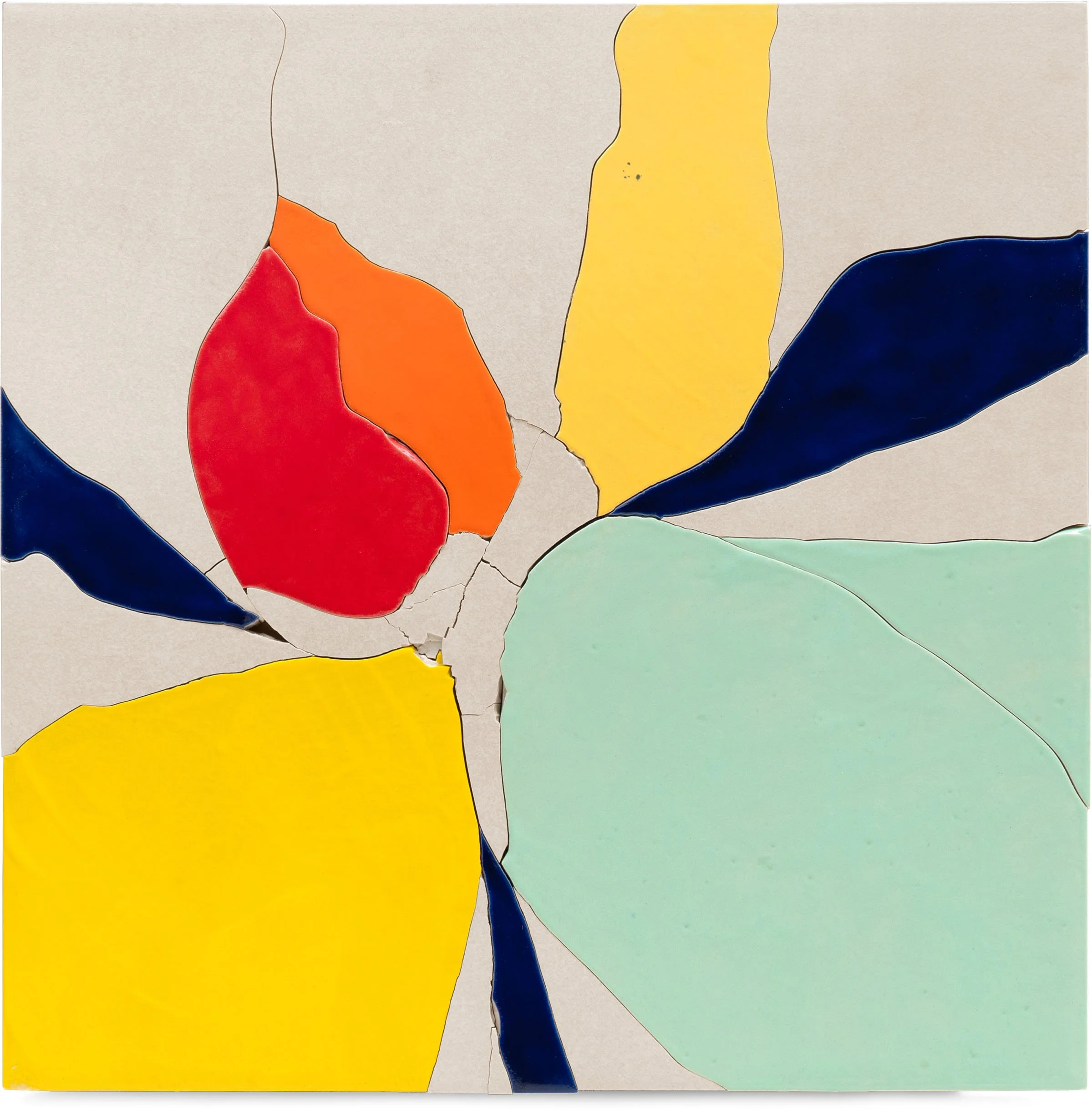 Why, Sure, 2022, broken and glazed ceramic tile, 12" x 12"