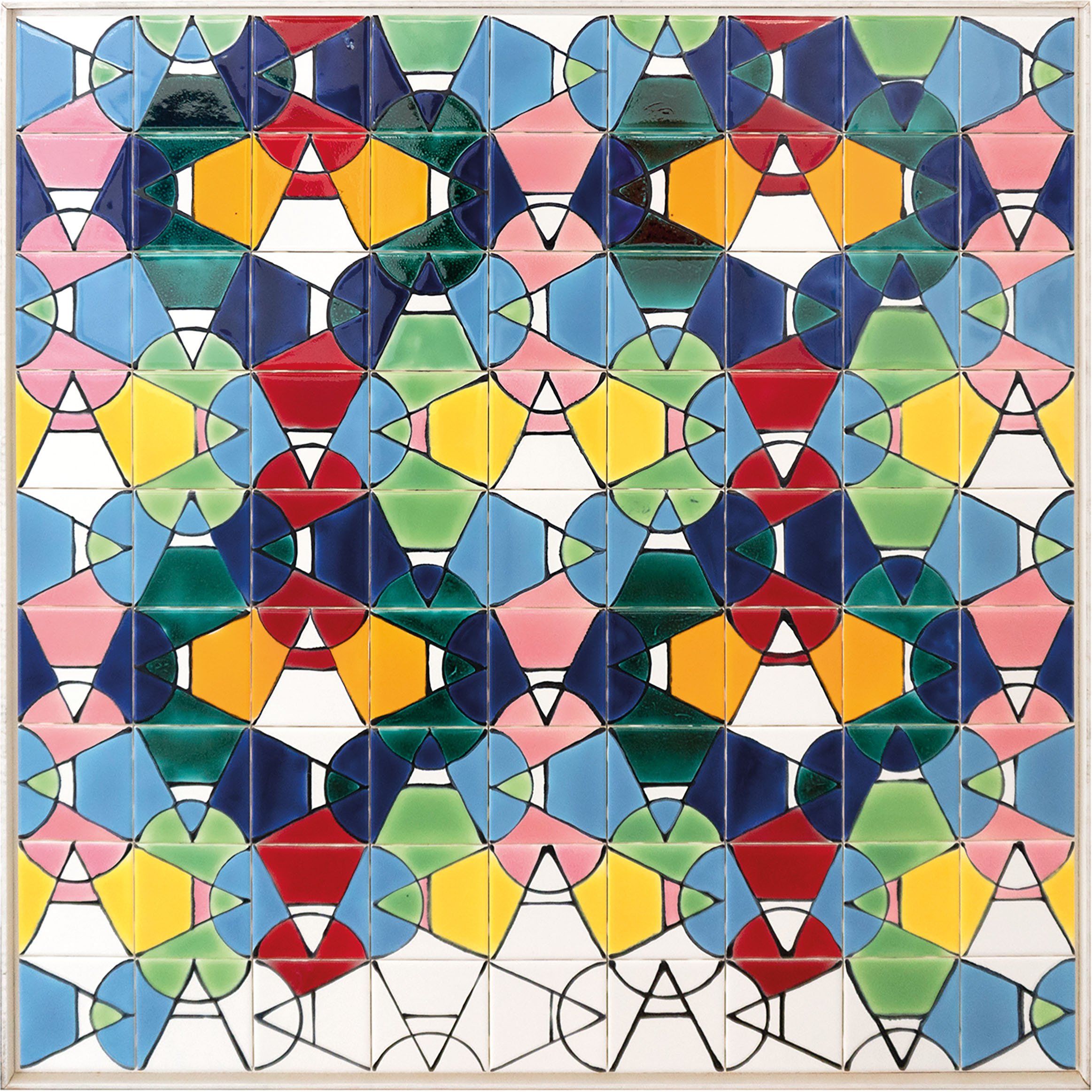 Alternating Current #2, 1985, fired porcelain tile with glaze, 40" x 40"