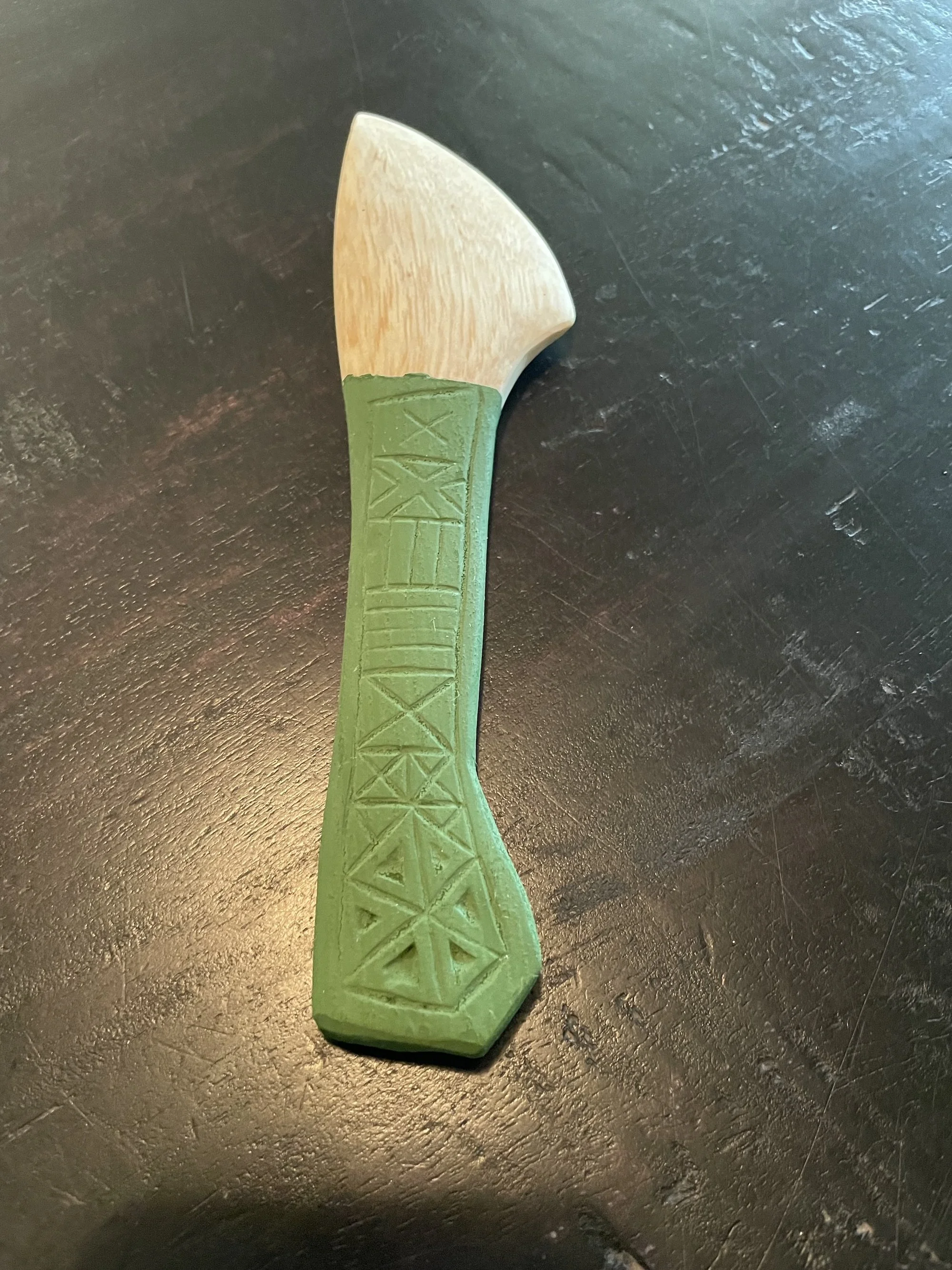 Magnolia butter/jam spreader finished with green milk paint.